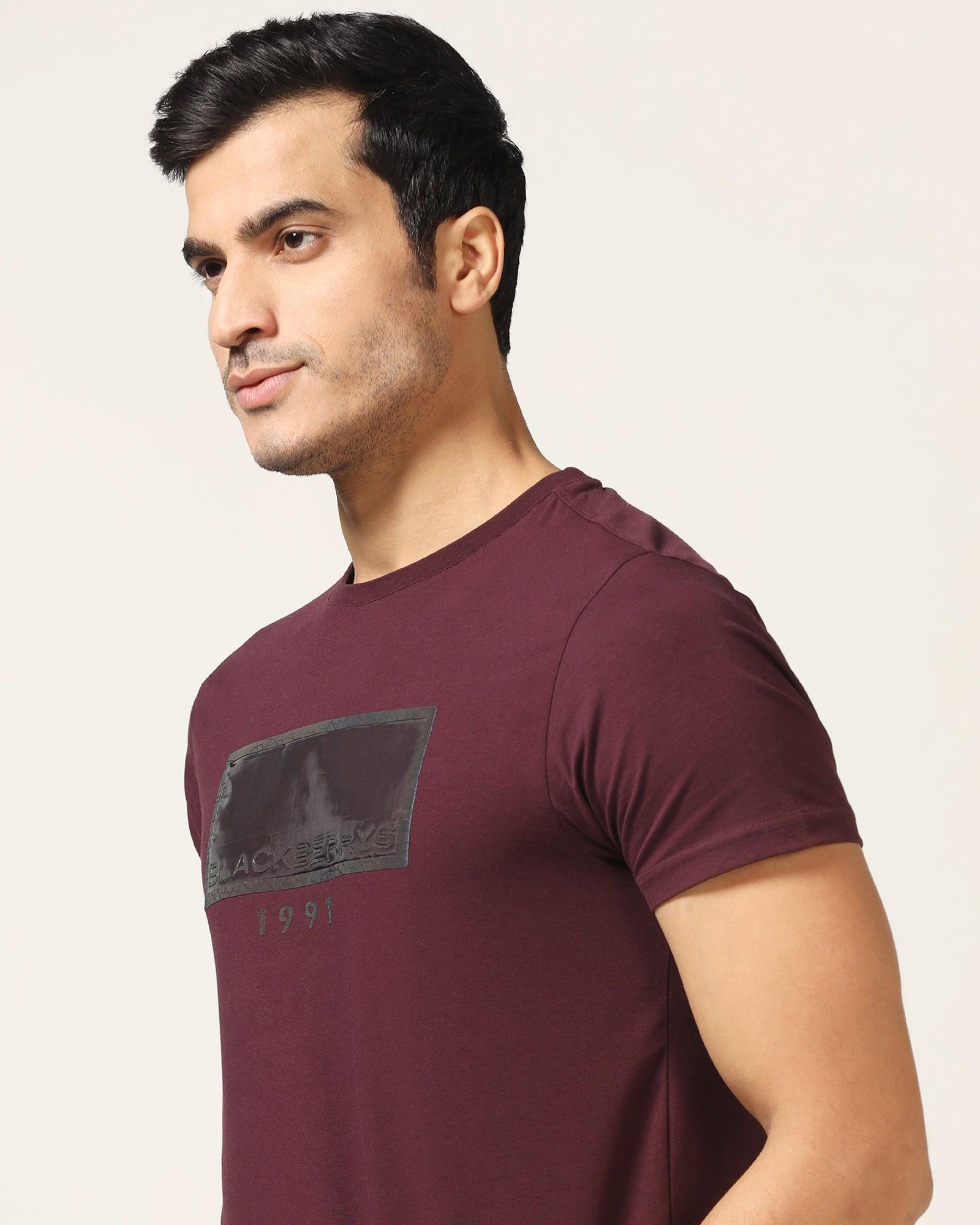 Crew Neck Biking Red Solid T-Shirt - Mambo - Blackberrys