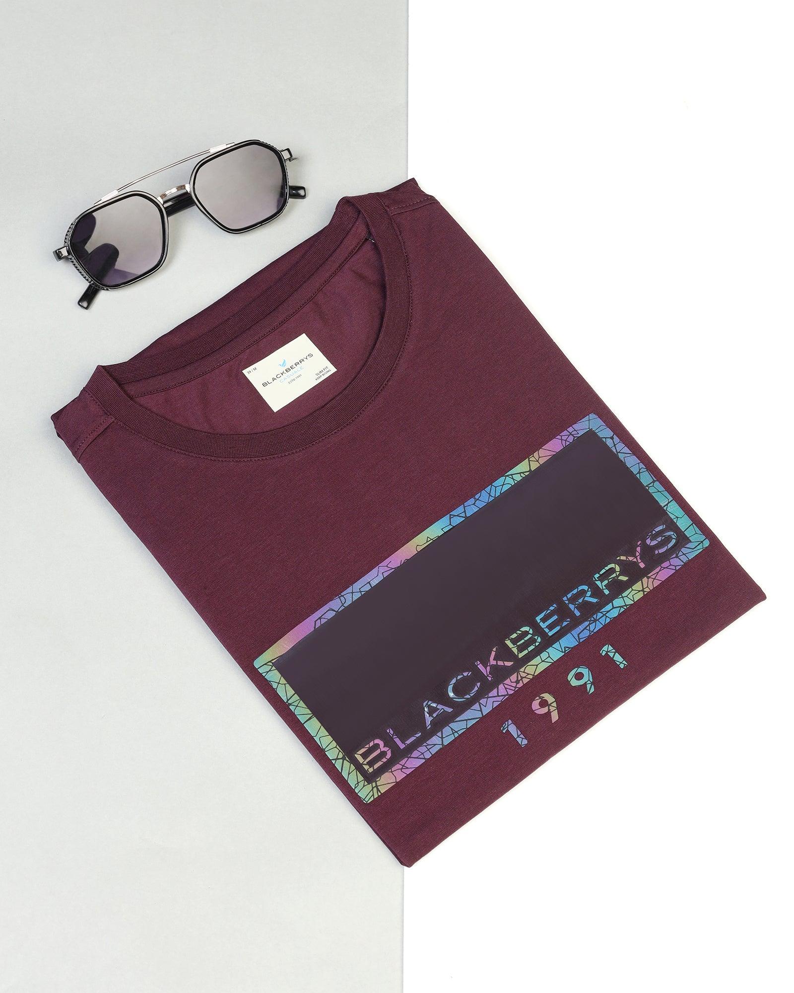 Crew Neck Biking Red Solid T-Shirt - Mambo - Blackberrys