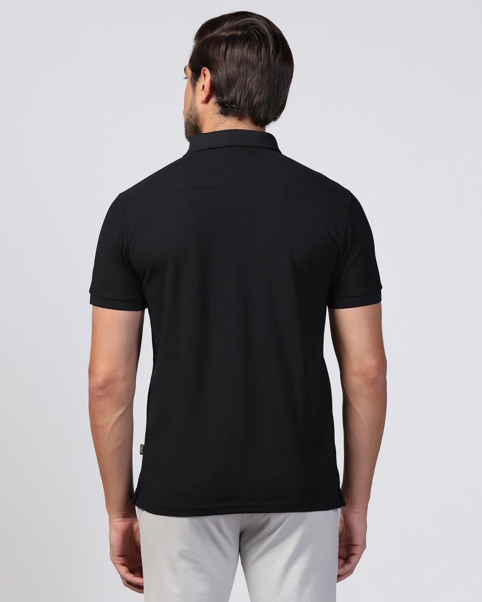 TechPro Polo Black Printed T-Shirt - Frost