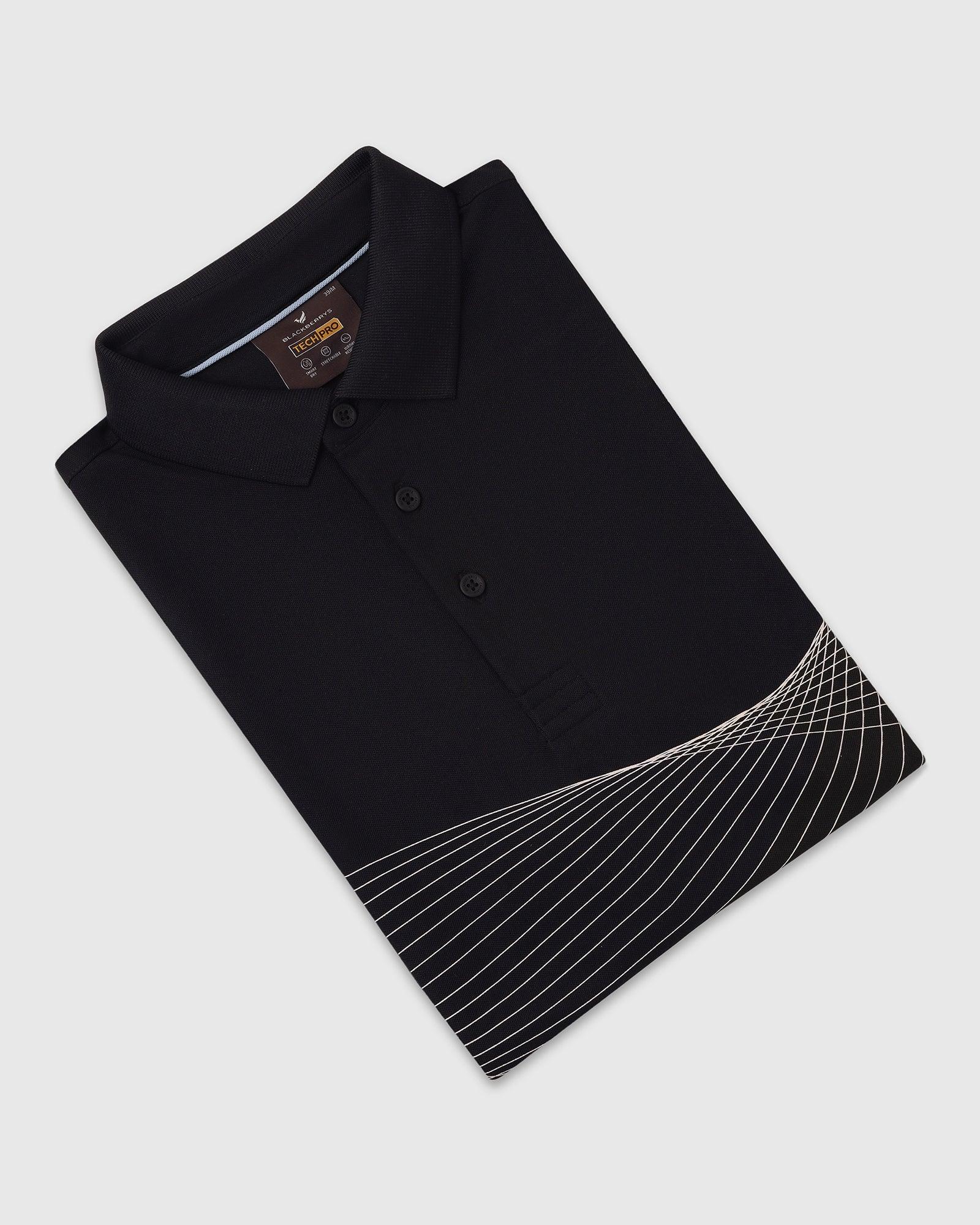 TechPro Polo Black Printed T-Shirt - Frost