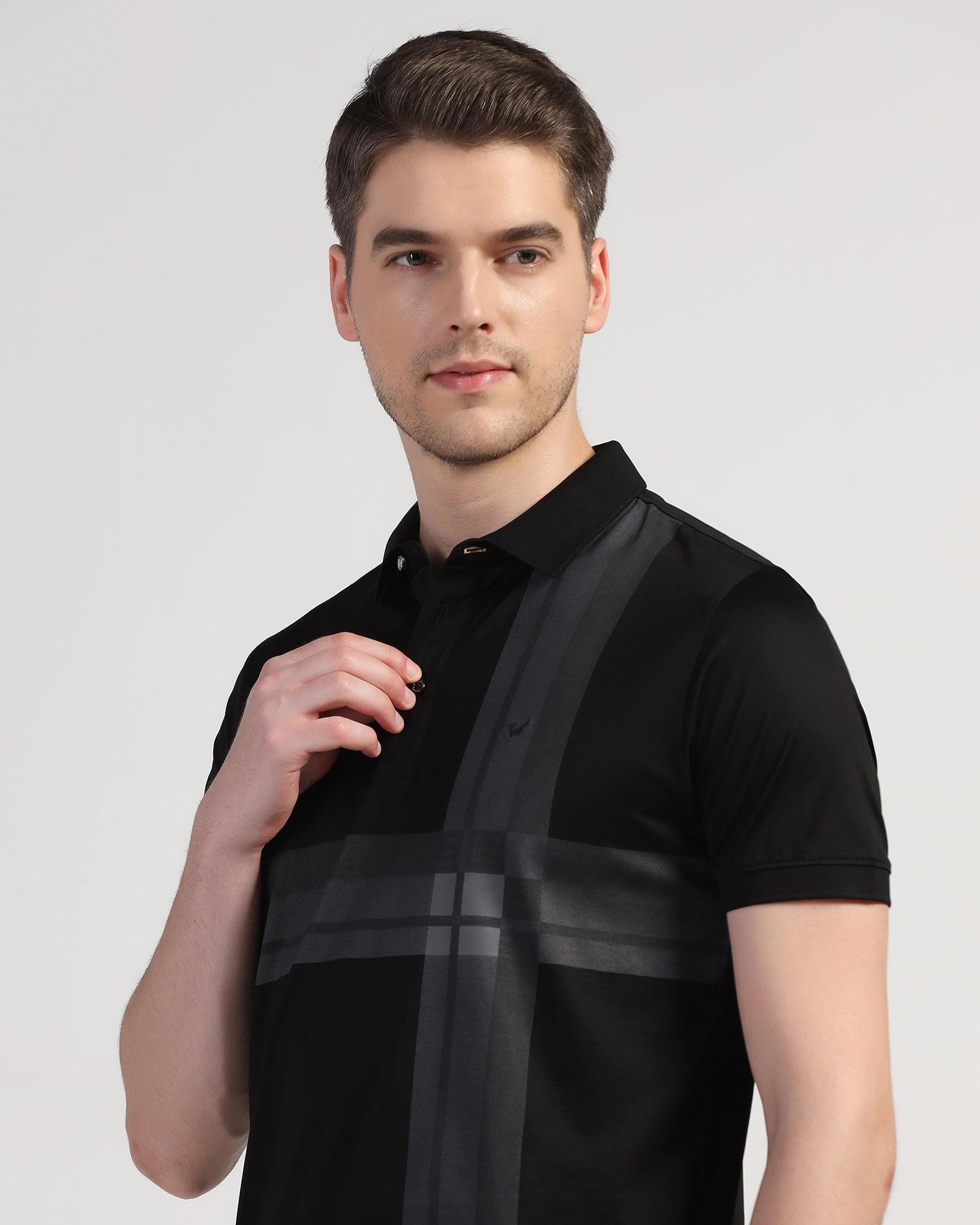 Polo Black Printed T-Shirt - Jaime - Blackberrys