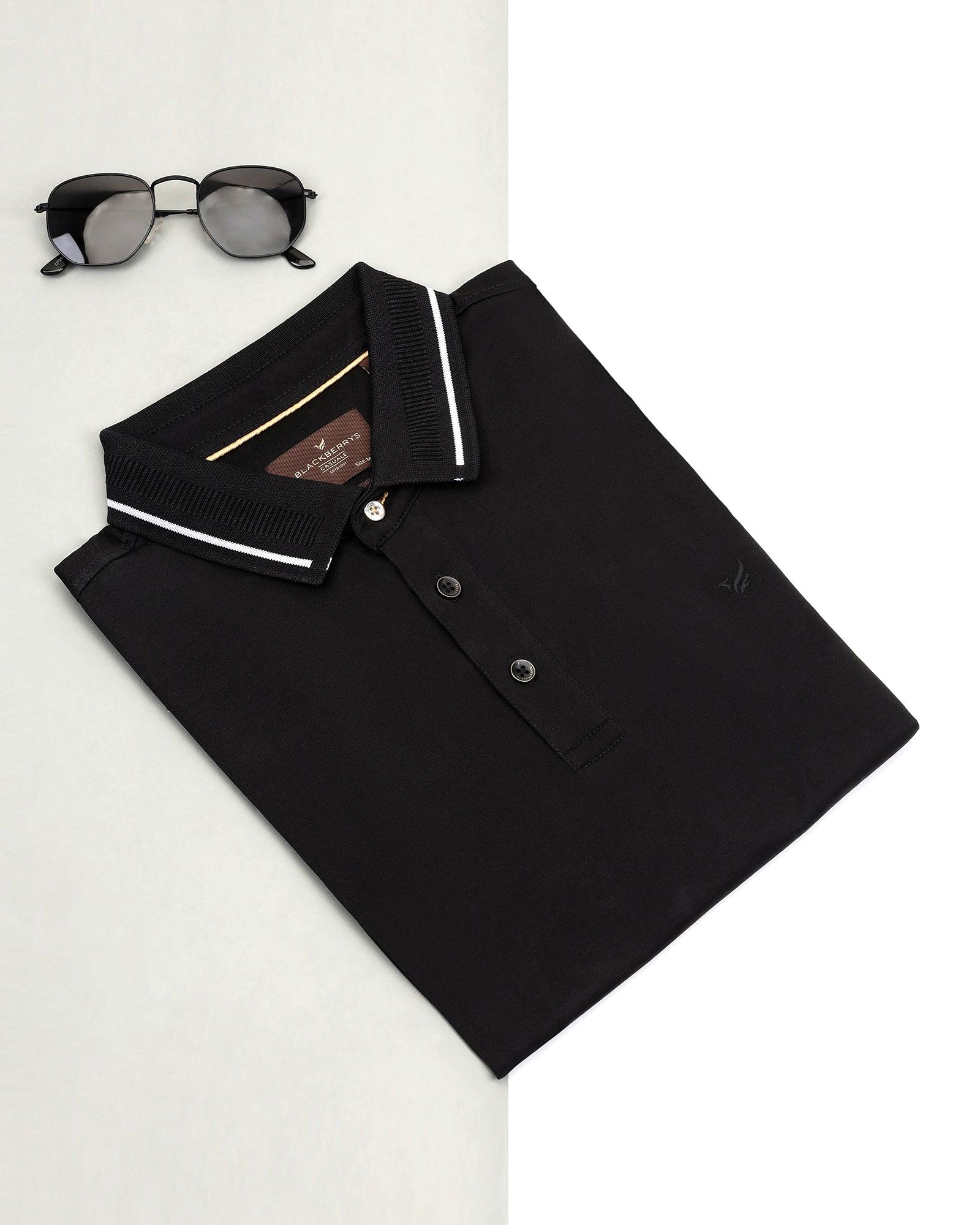 Polo Black Solid T-Shirt - Peter - Blackberrys