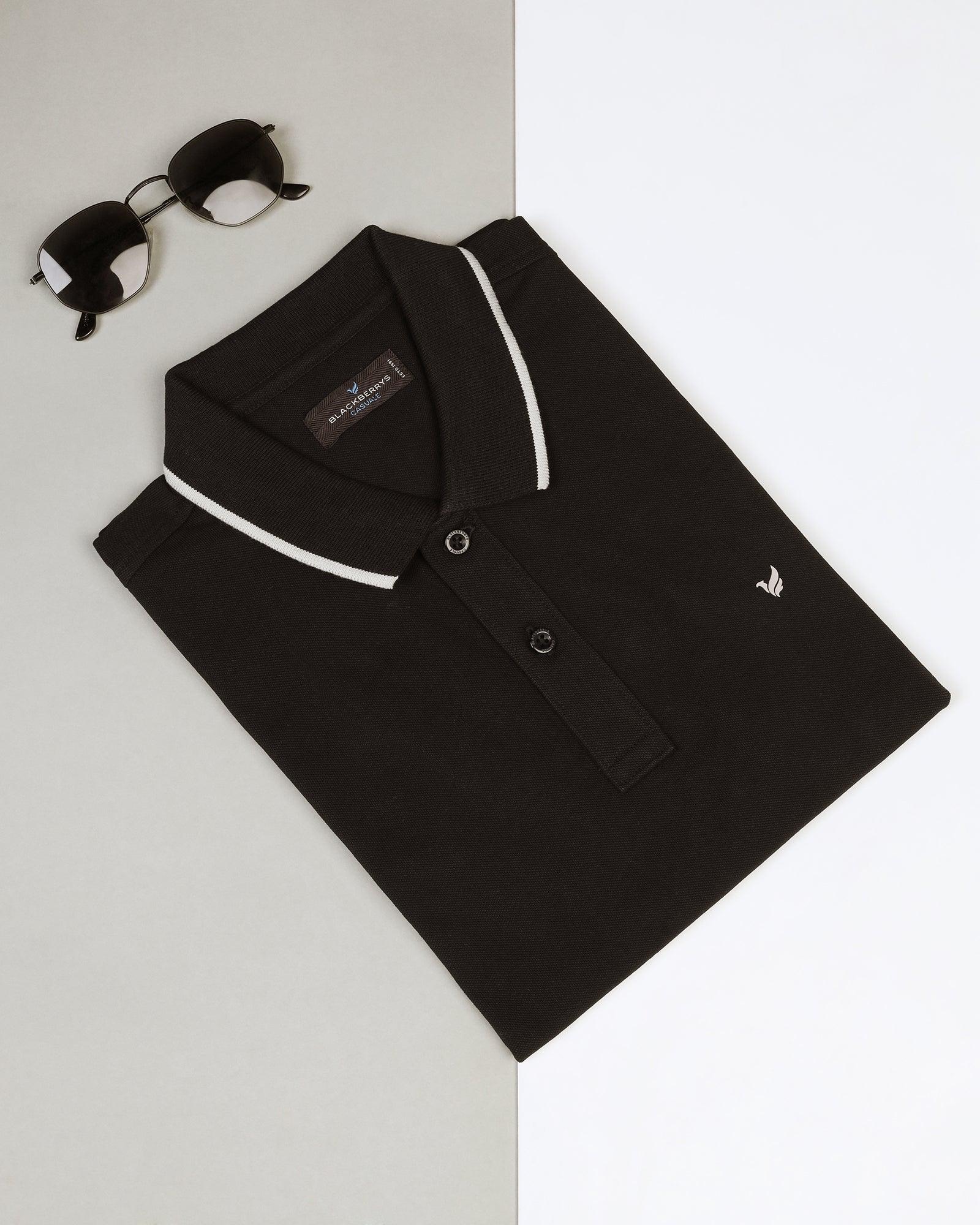 Polo Black Solid T-Shirt - Posh - Blackberrys
