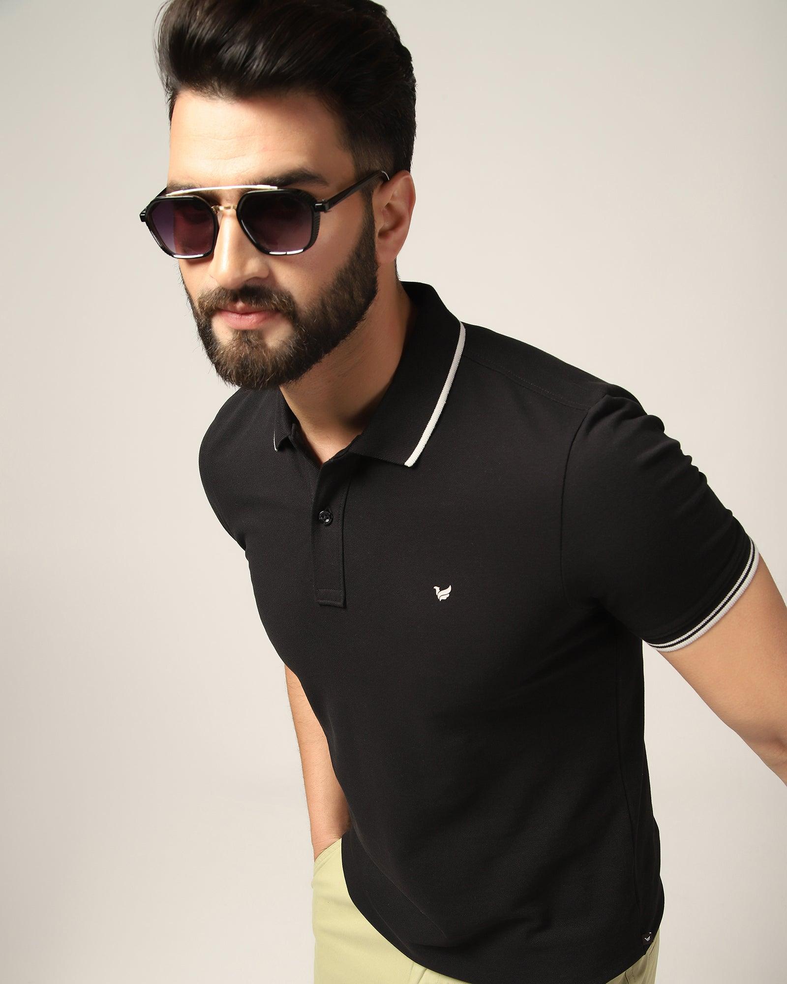 Polo Black Solid T-Shirt - Posh - Blackberrys