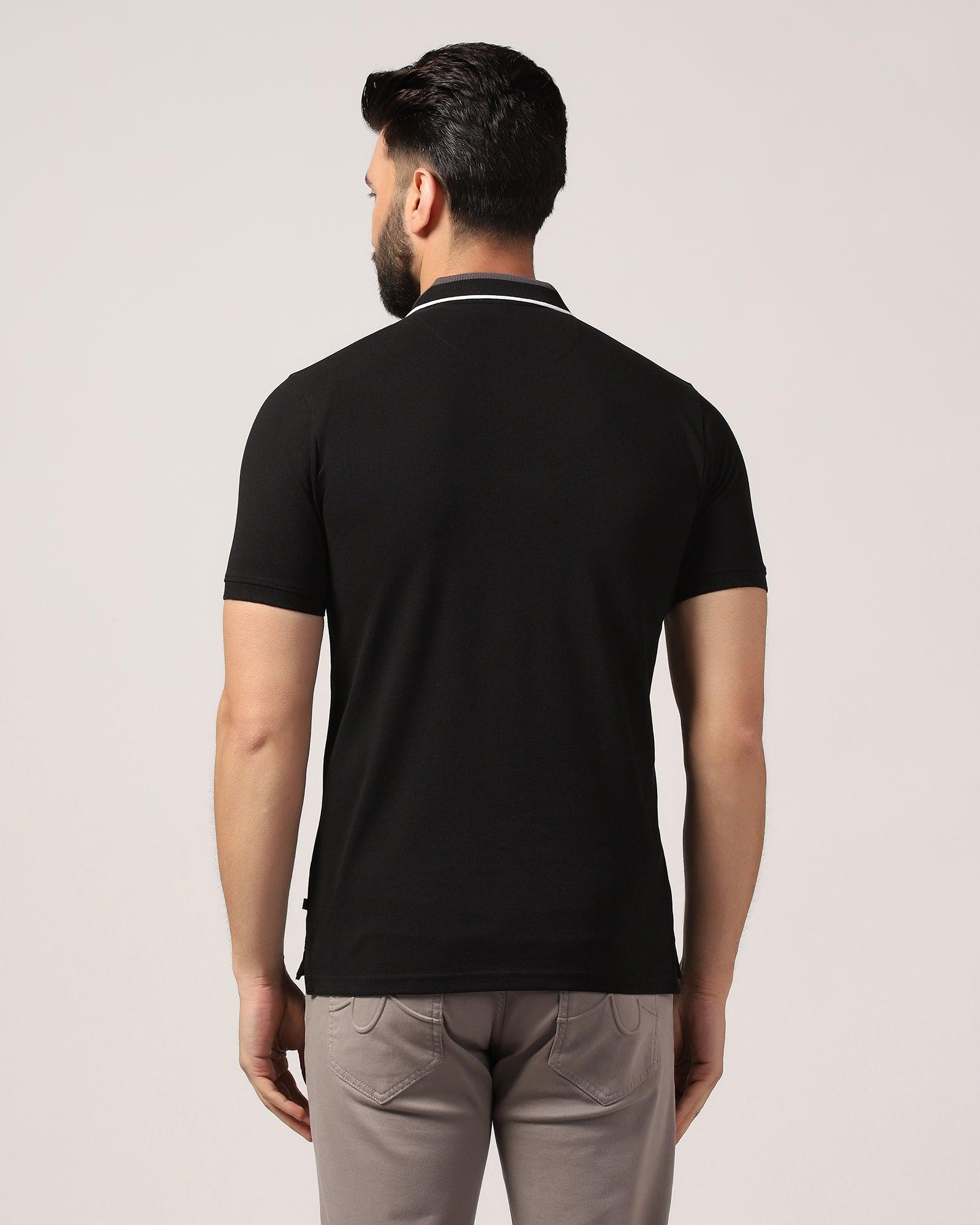 Polo Black Solid T-Shirt - Tipper - Blackberrys