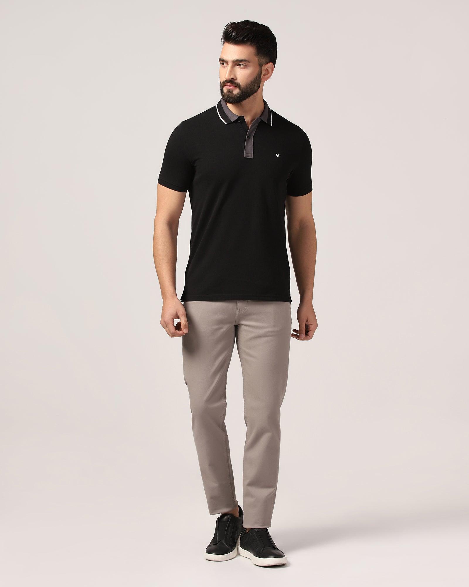 Polo Black Solid T-Shirt - Tipper - Blackberrys