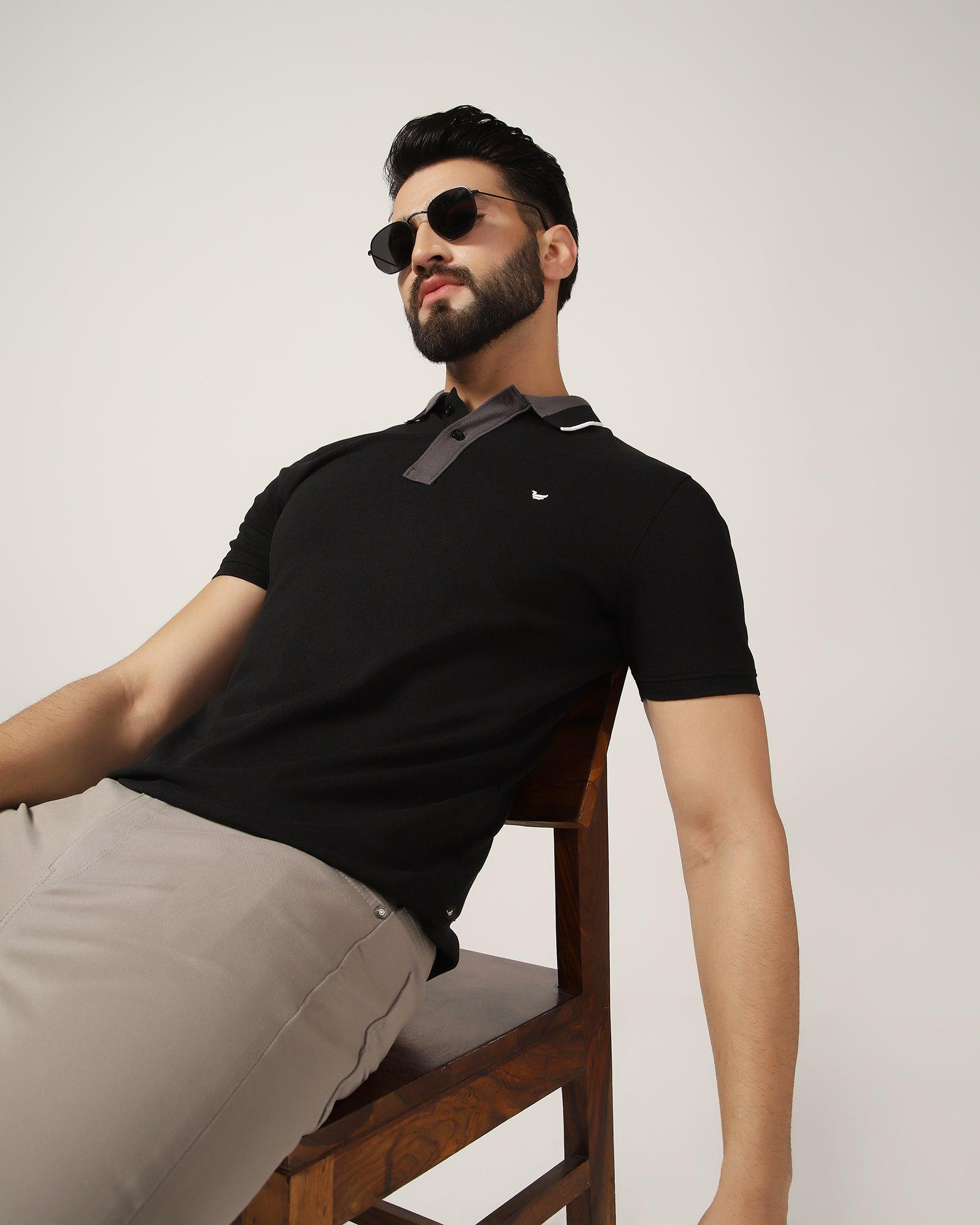 Polo Black Solid T-Shirt - Tipper - Blackberrys