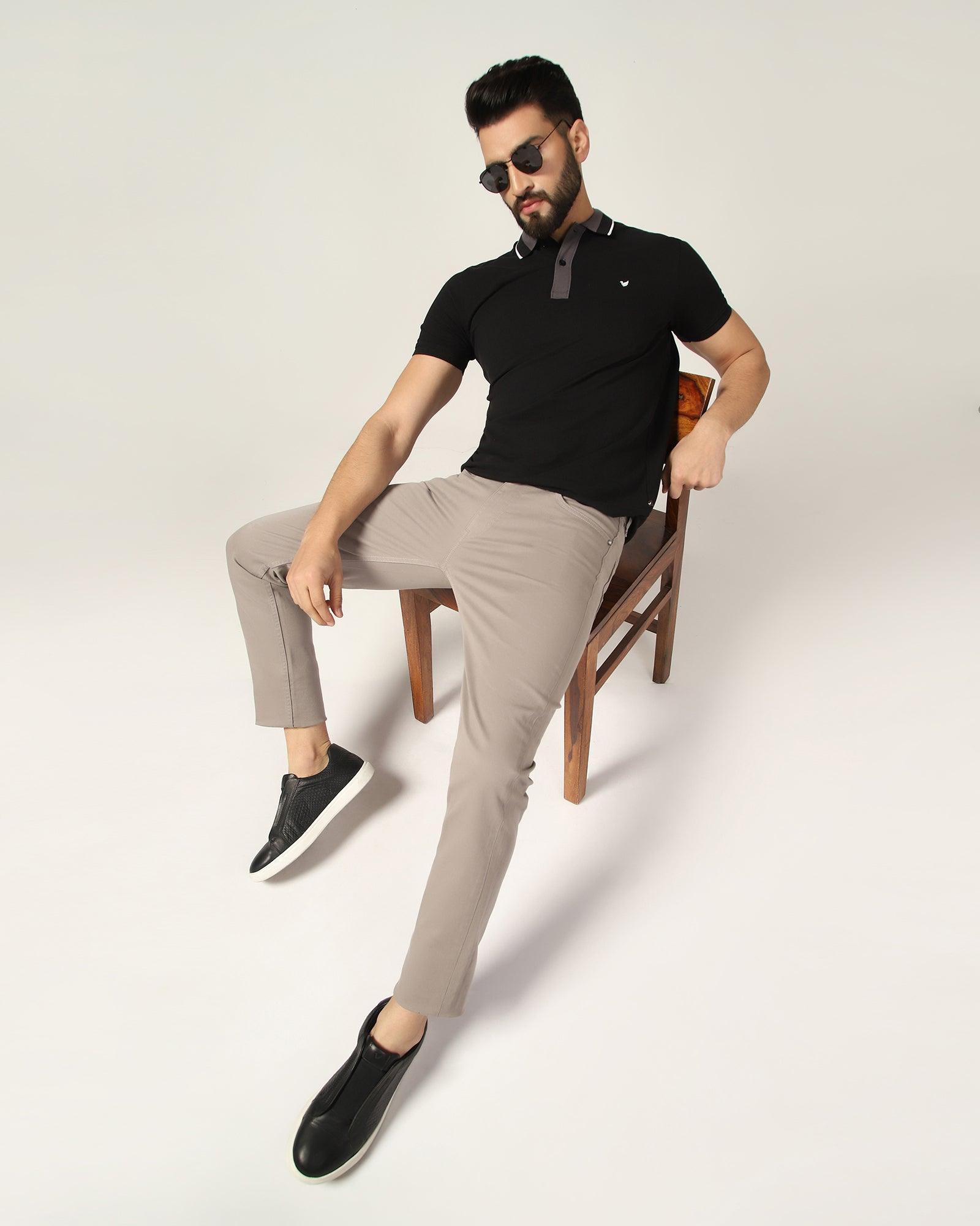 Polo Black Solid T-Shirt - Tipper - Blackberrys