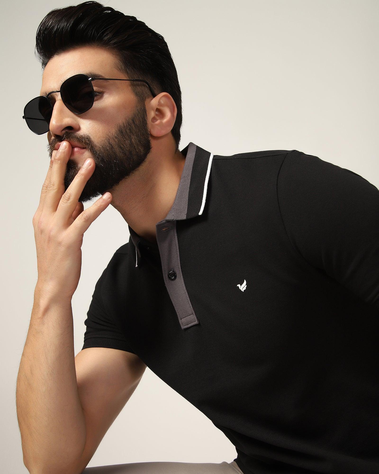 Polo Black Solid T-Shirt - Tipper - Blackberrys