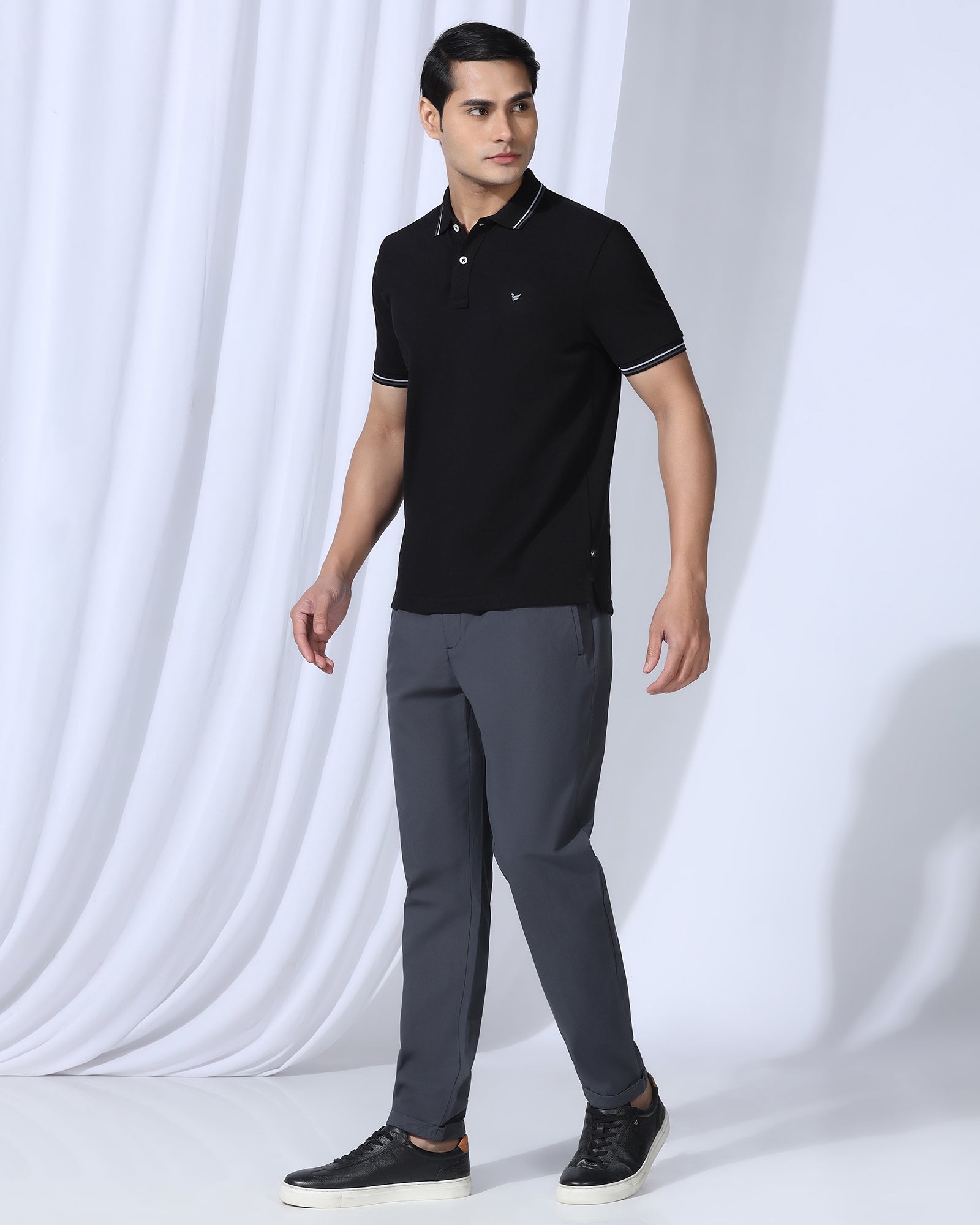 Polo Black Solid T-Shirt - Zephyr
