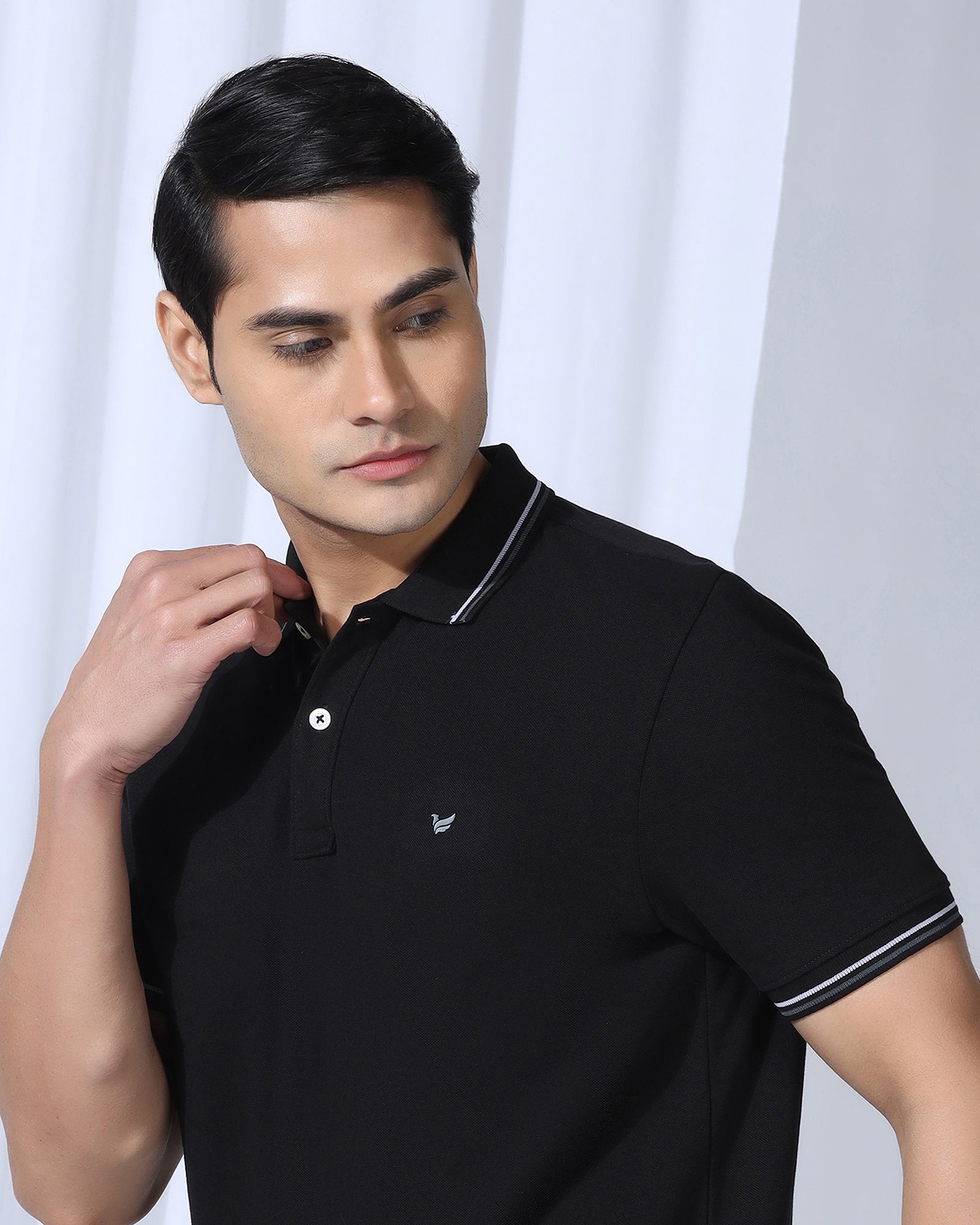 Polo Black Solid T-Shirt - Zephyr