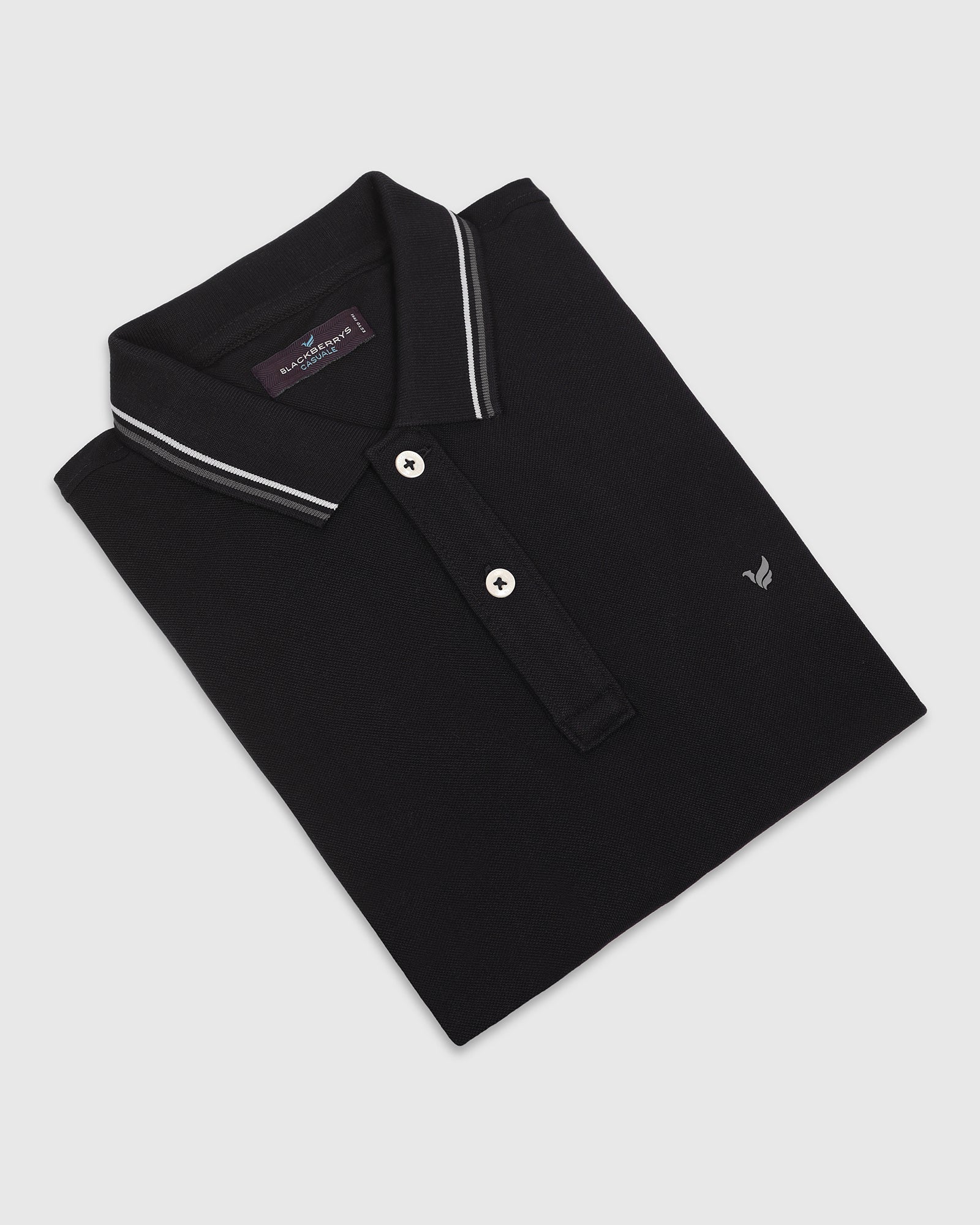 Polo Black Solid T-Shirt - Zephyr