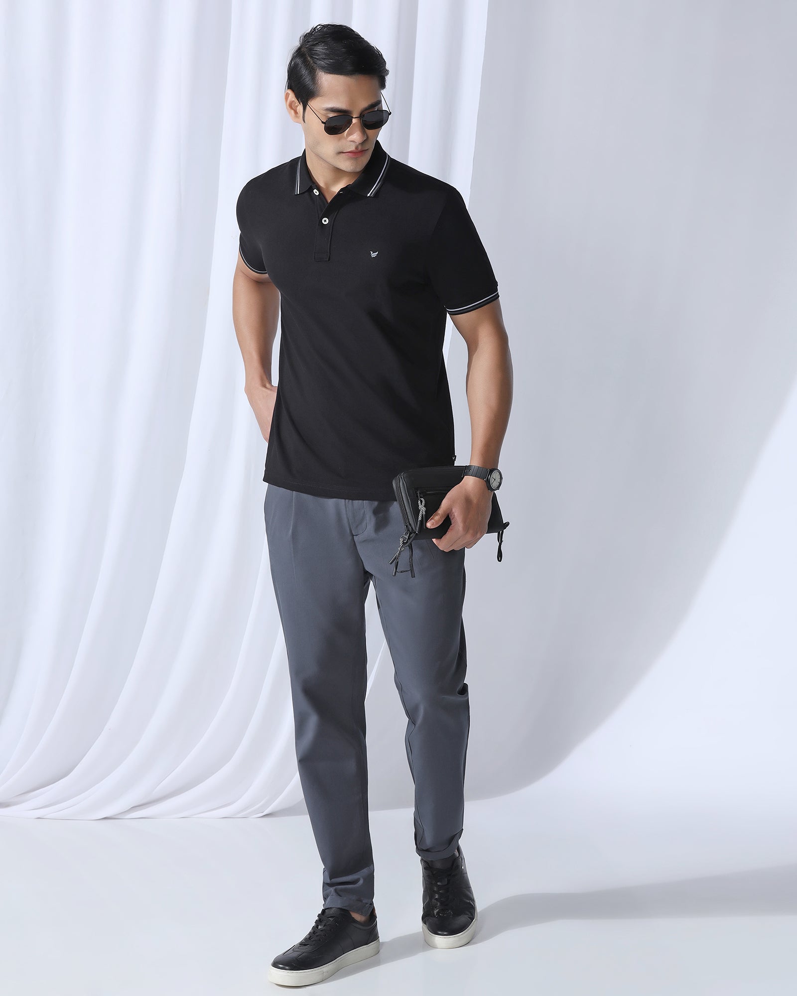 Polo Black Solid T-Shirt - Zephyr
