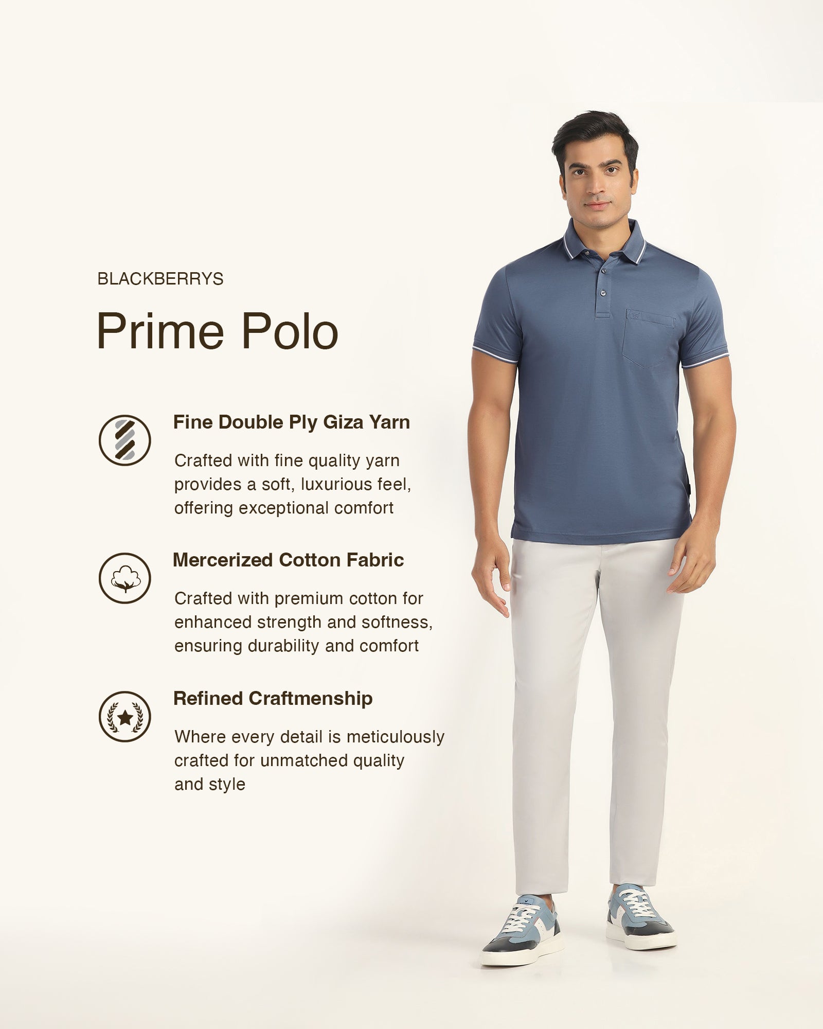 Polo Blue Solid T-Shirt - Orion