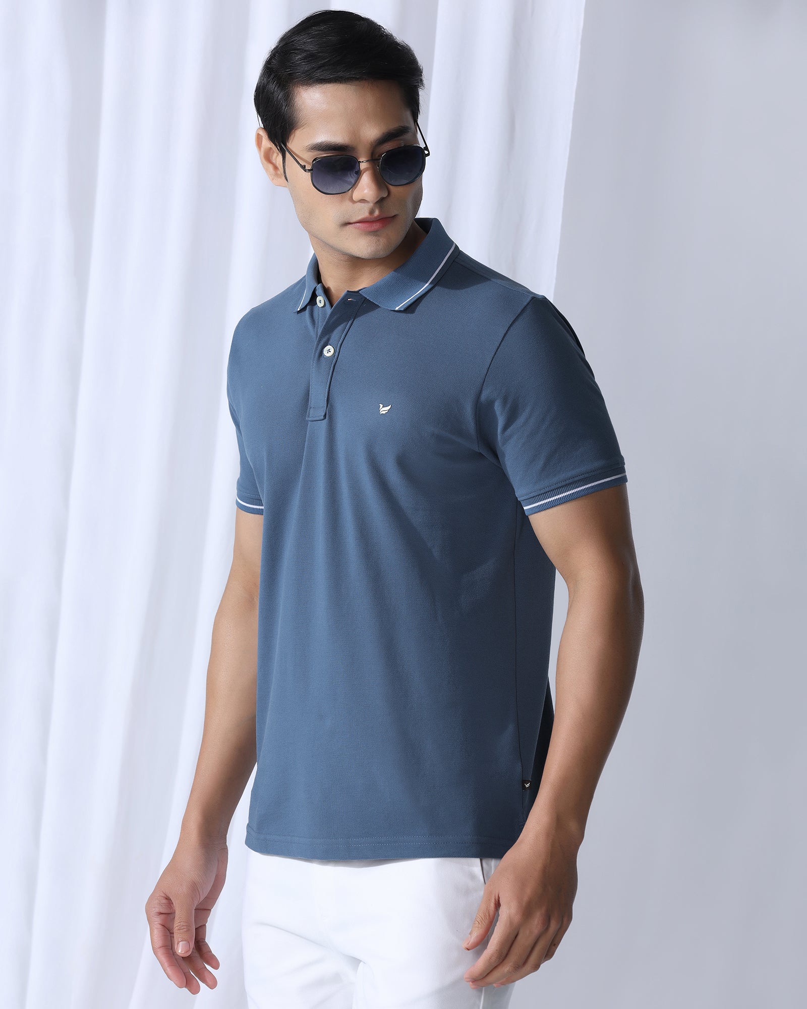 Polo Blue Topaz Solid T-Shirt - Elara