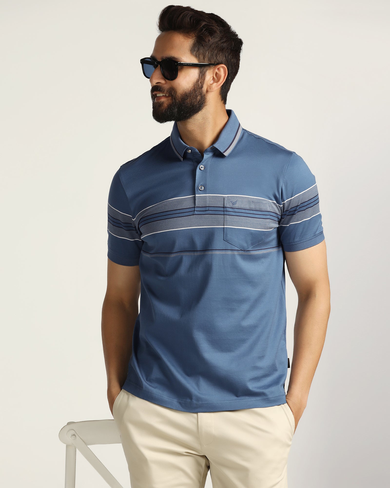 Polo Blue Topaz Stripe T-Shirt - Cetus
