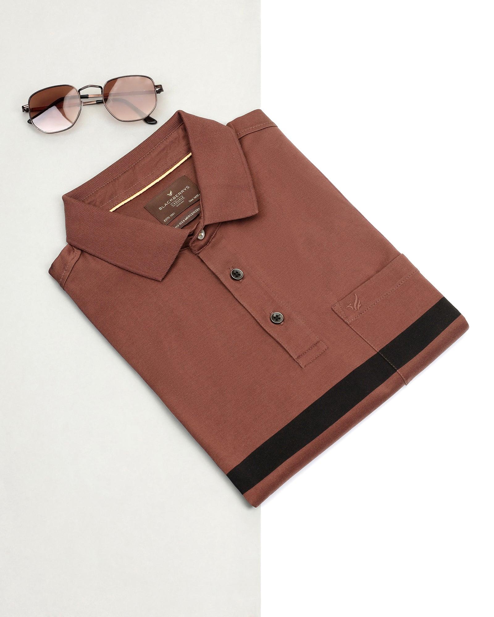 Polo Brown Solid T-Shirt - Ned - Blackberrys