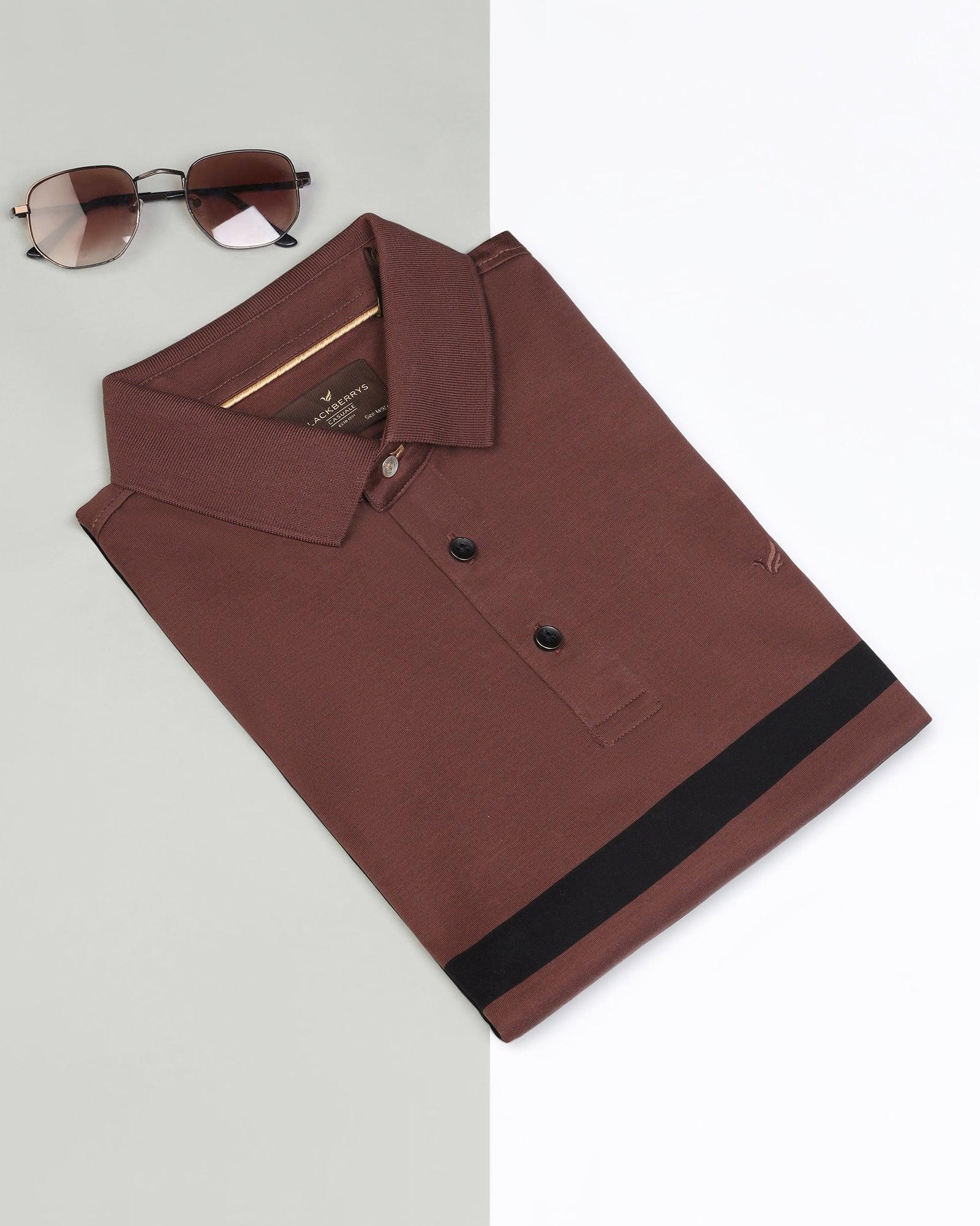 Polo Brown Solid T-Shirt - Ned - Blackberrys