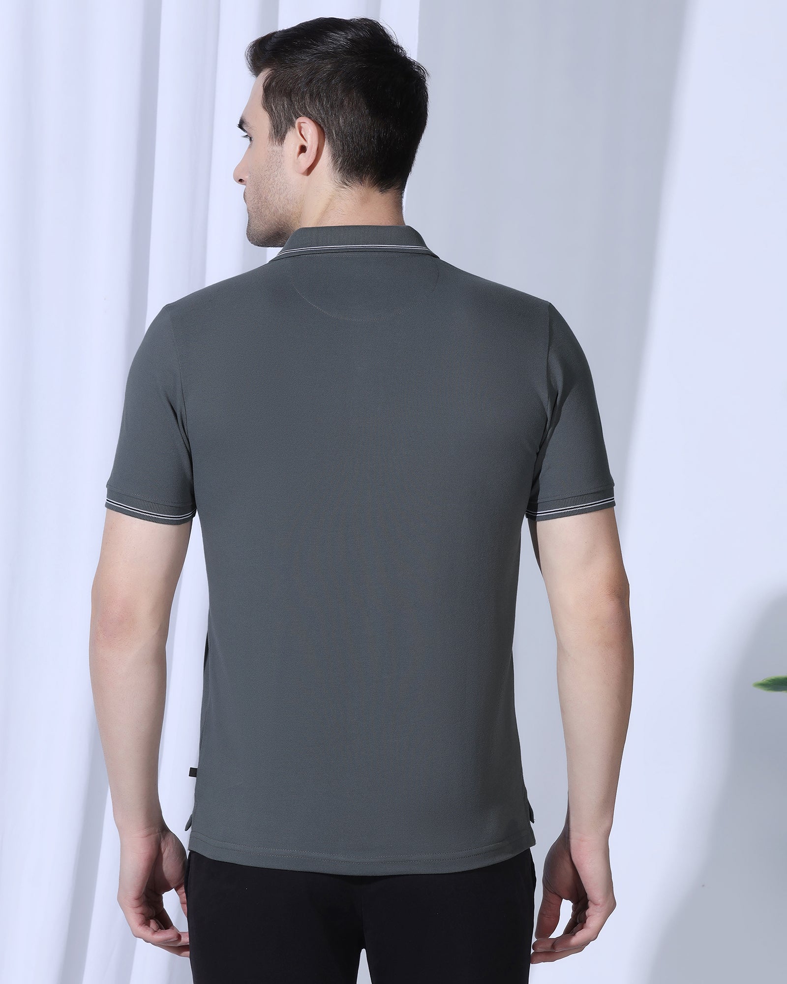 Polo Charcoal Solid T-Shirt - Diesel