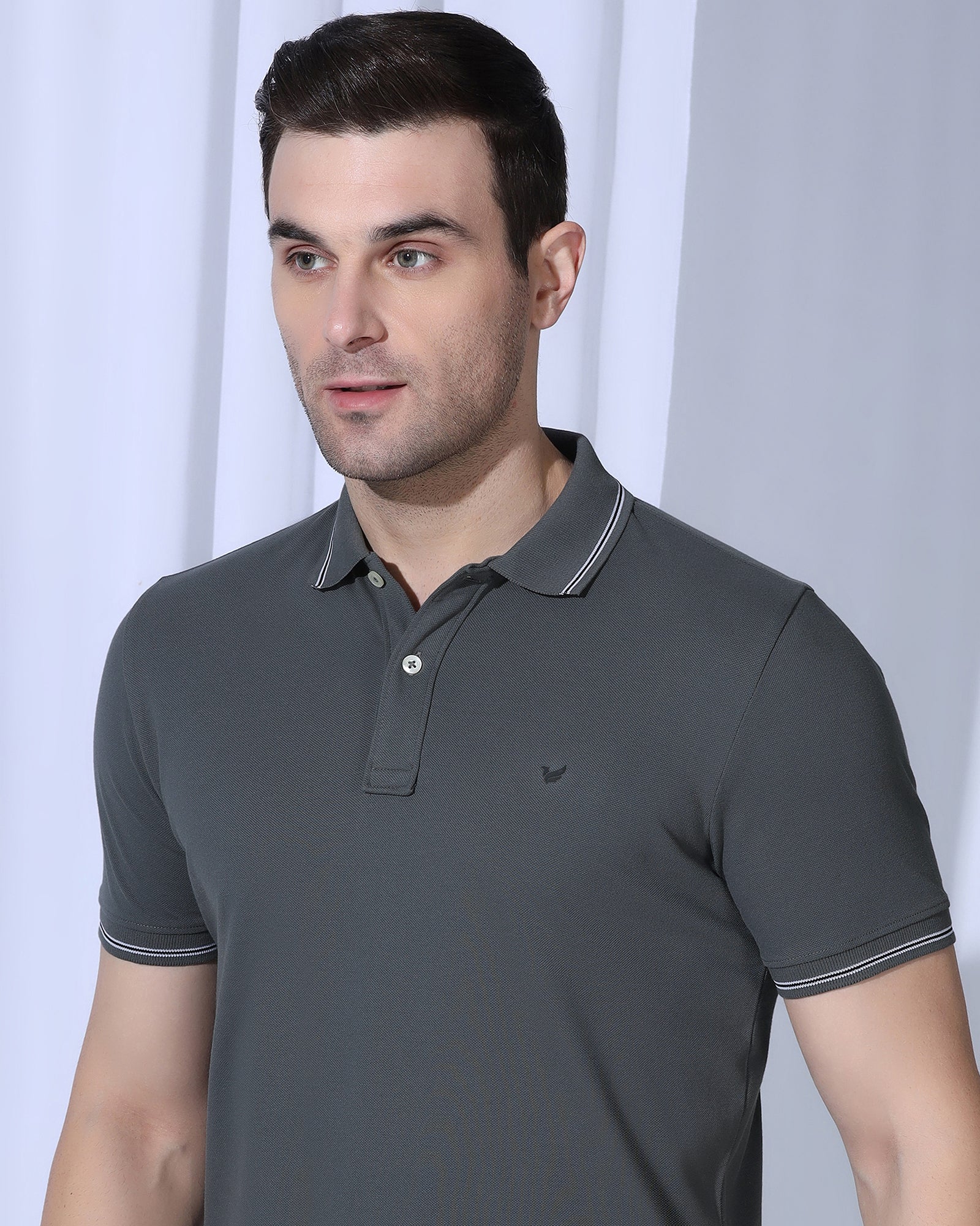 Polo Charcoal Solid T-Shirt - Diesel