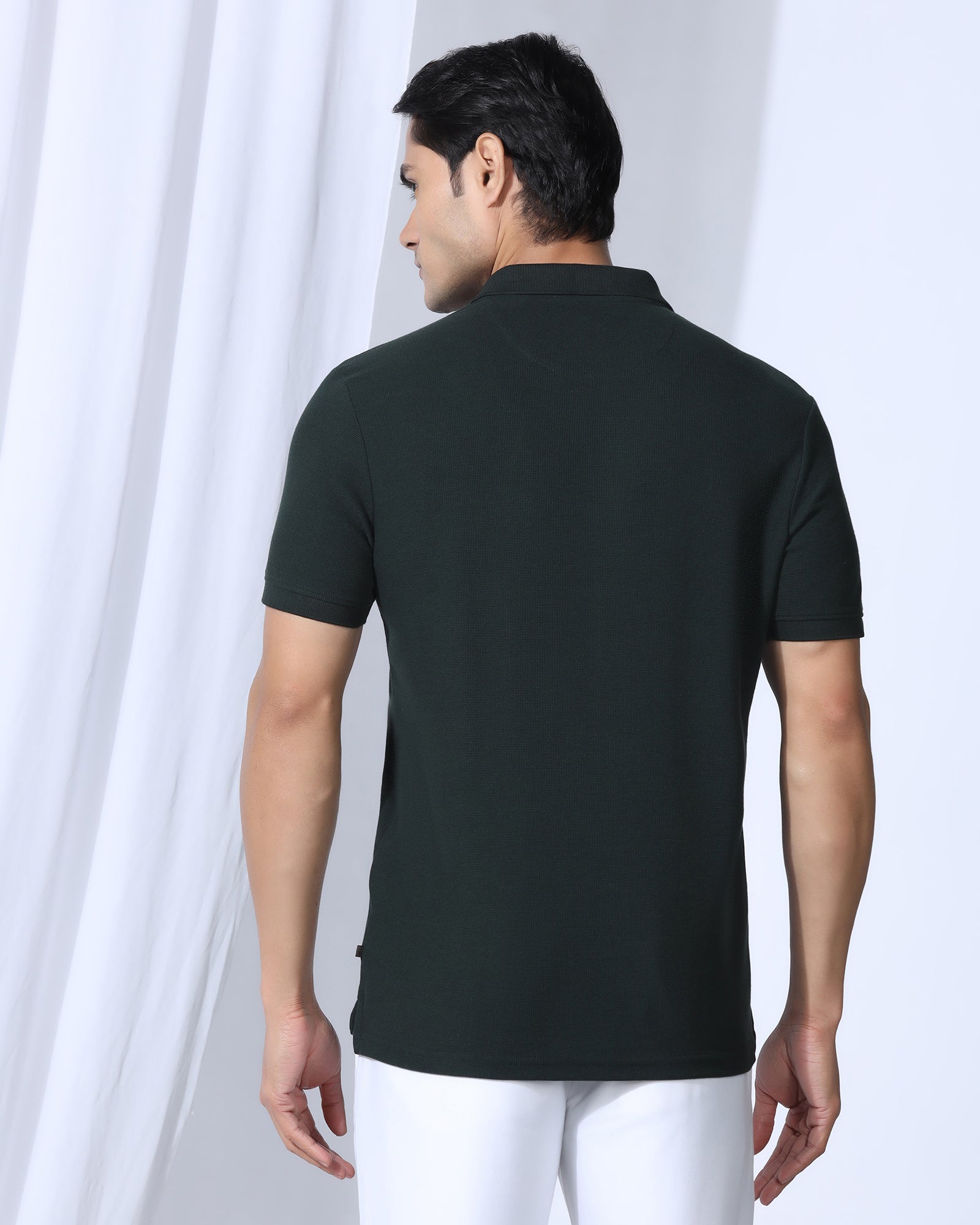 Polo Dark Olive Textured T-Shirt - Kailen