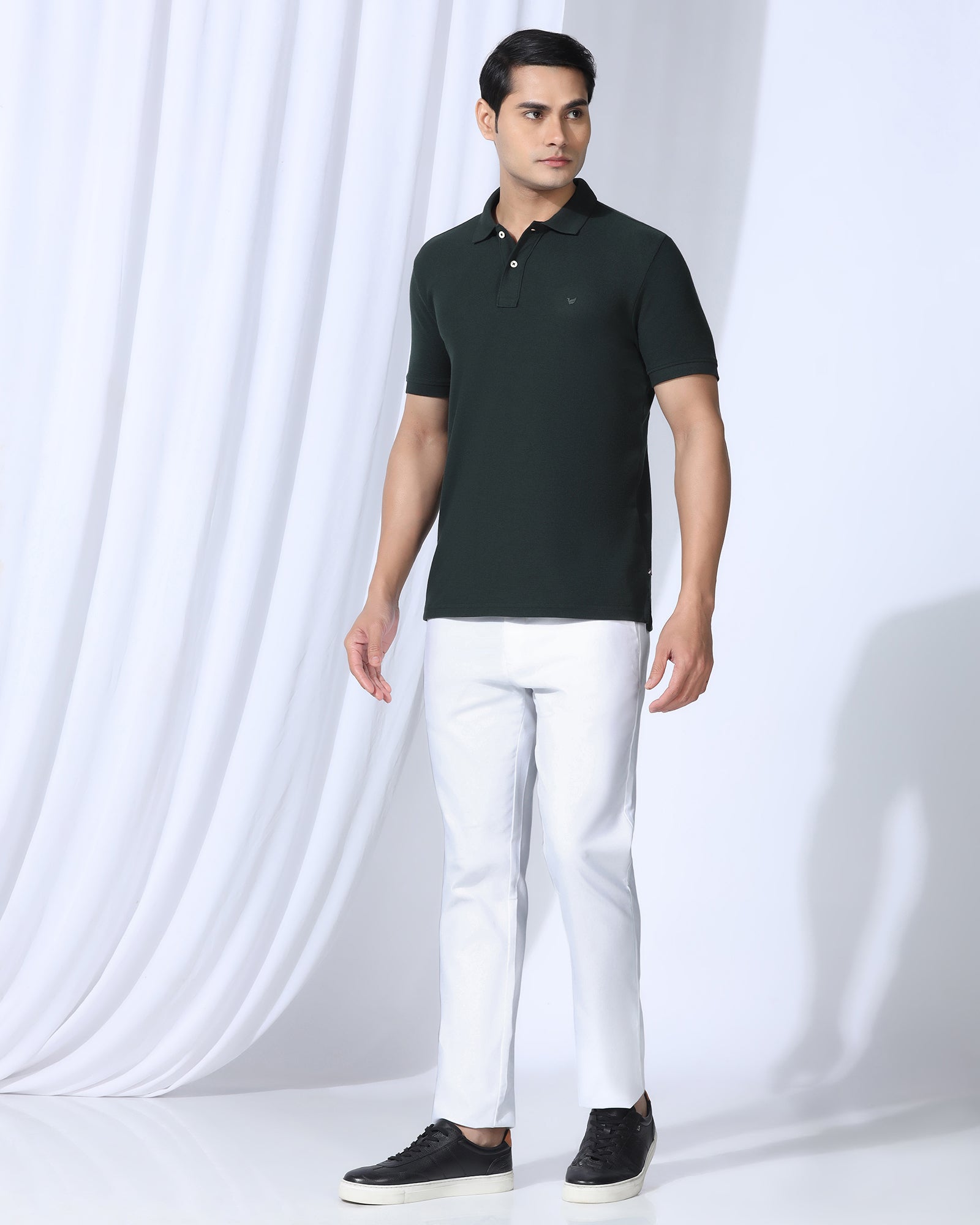 Polo Dark Olive Textured T-Shirt - Kailen