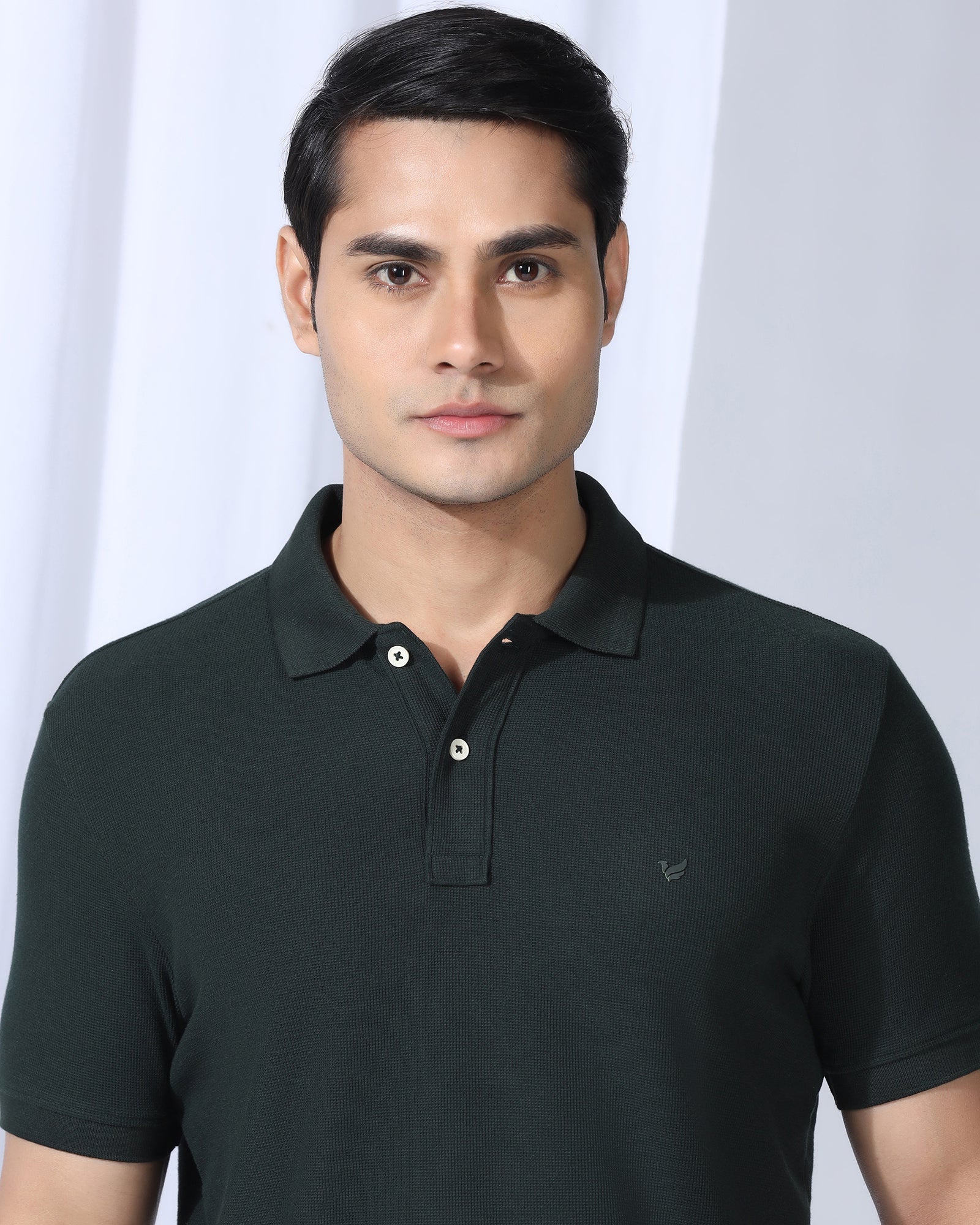 Polo Dark Olive Textured T-Shirt - Kailen