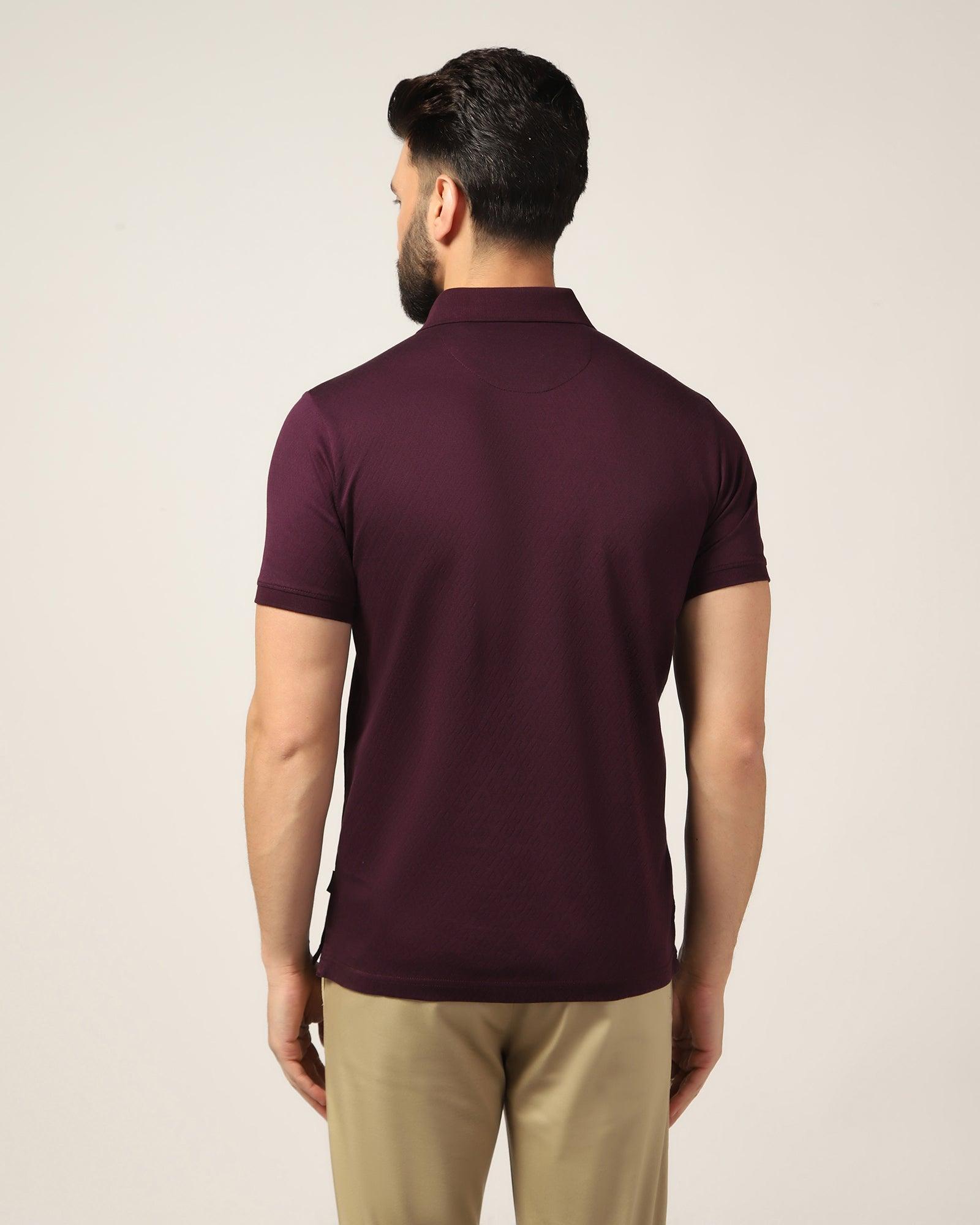 Polo Dark Purple Textured T-Shirt - Lois - Blackberrys