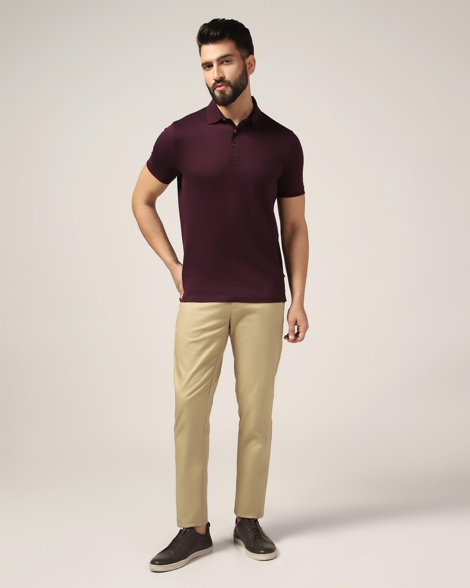 Polo Dark Purple Textured T-Shirt - Lois - Blackberrys