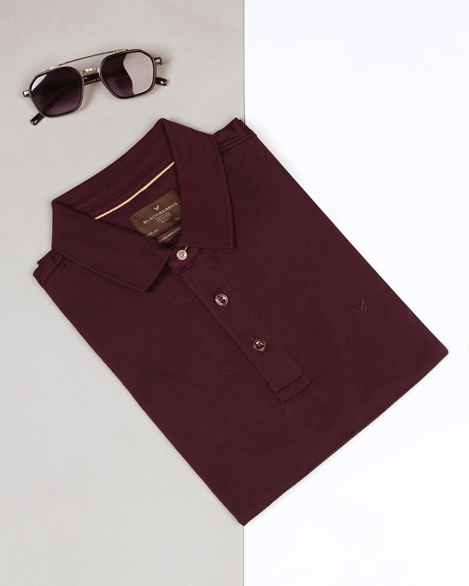 Polo Dark Purple Textured T-Shirt - Lois - Blackberrys