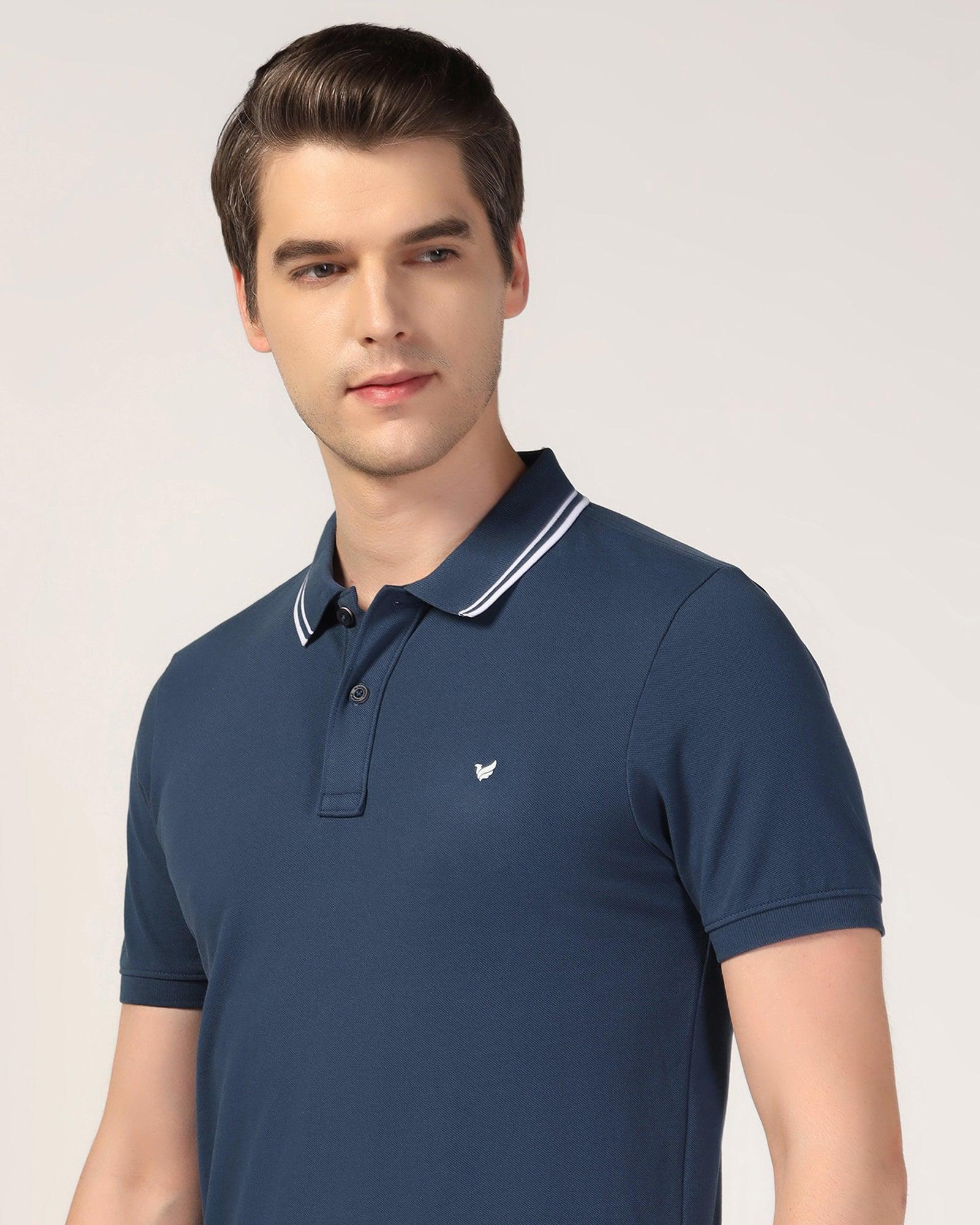 Polo Deep Blue Solid T-Shirt - Klaus - Blackberrys