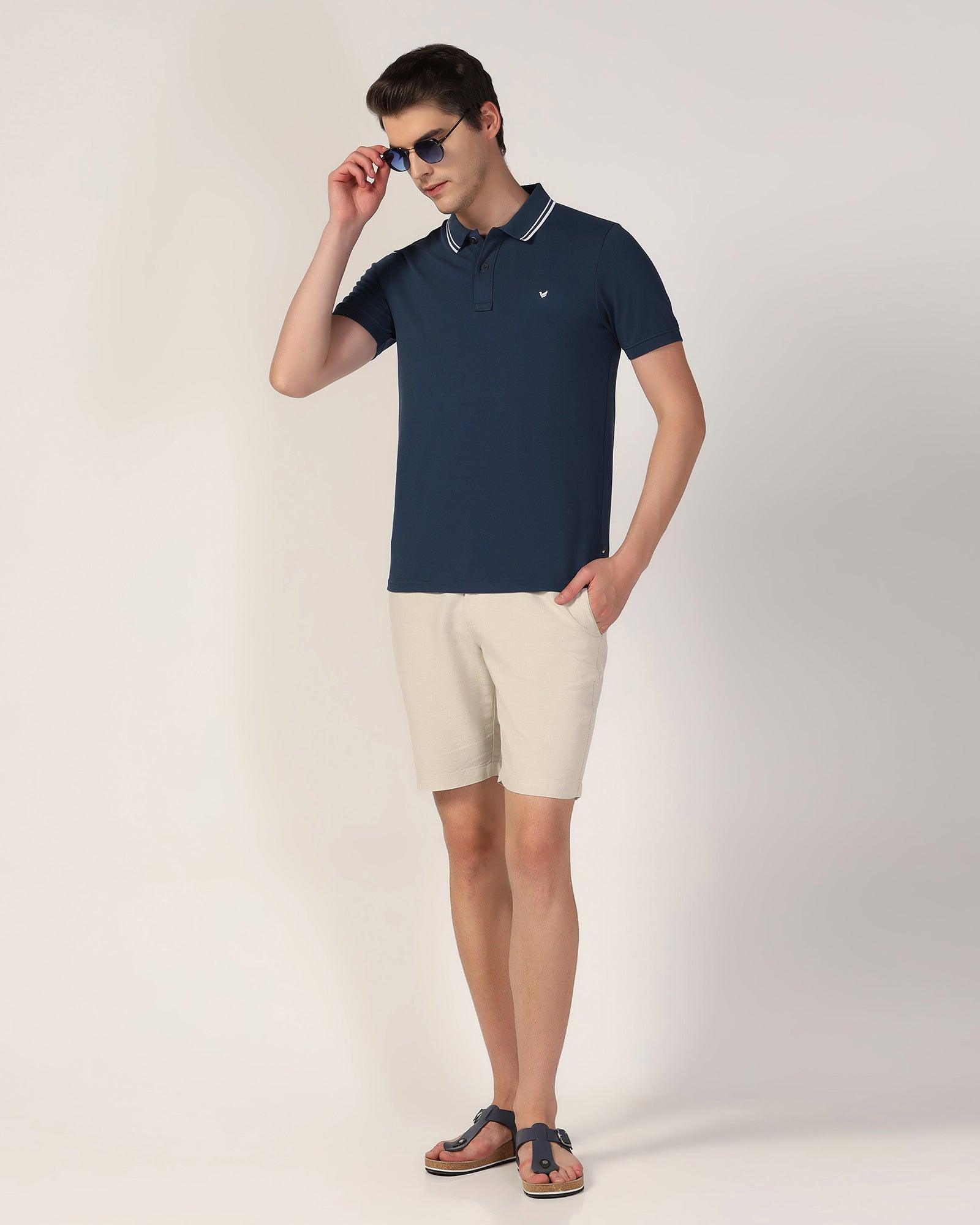 Polo Deep Blue Solid T-Shirt - Klaus - Blackberrys