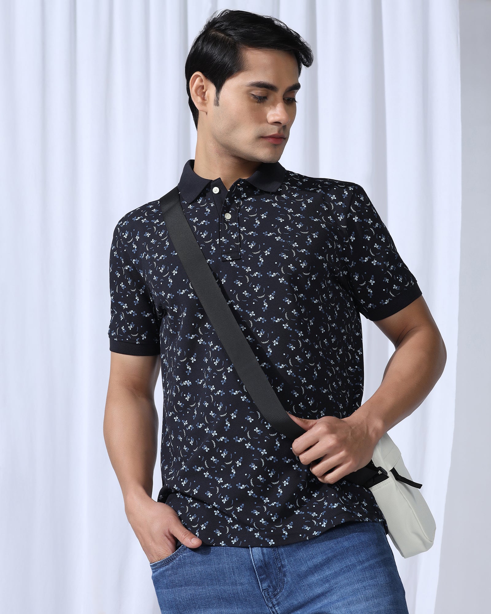 Polo Deep Navy Printed T-Shirt - Flora