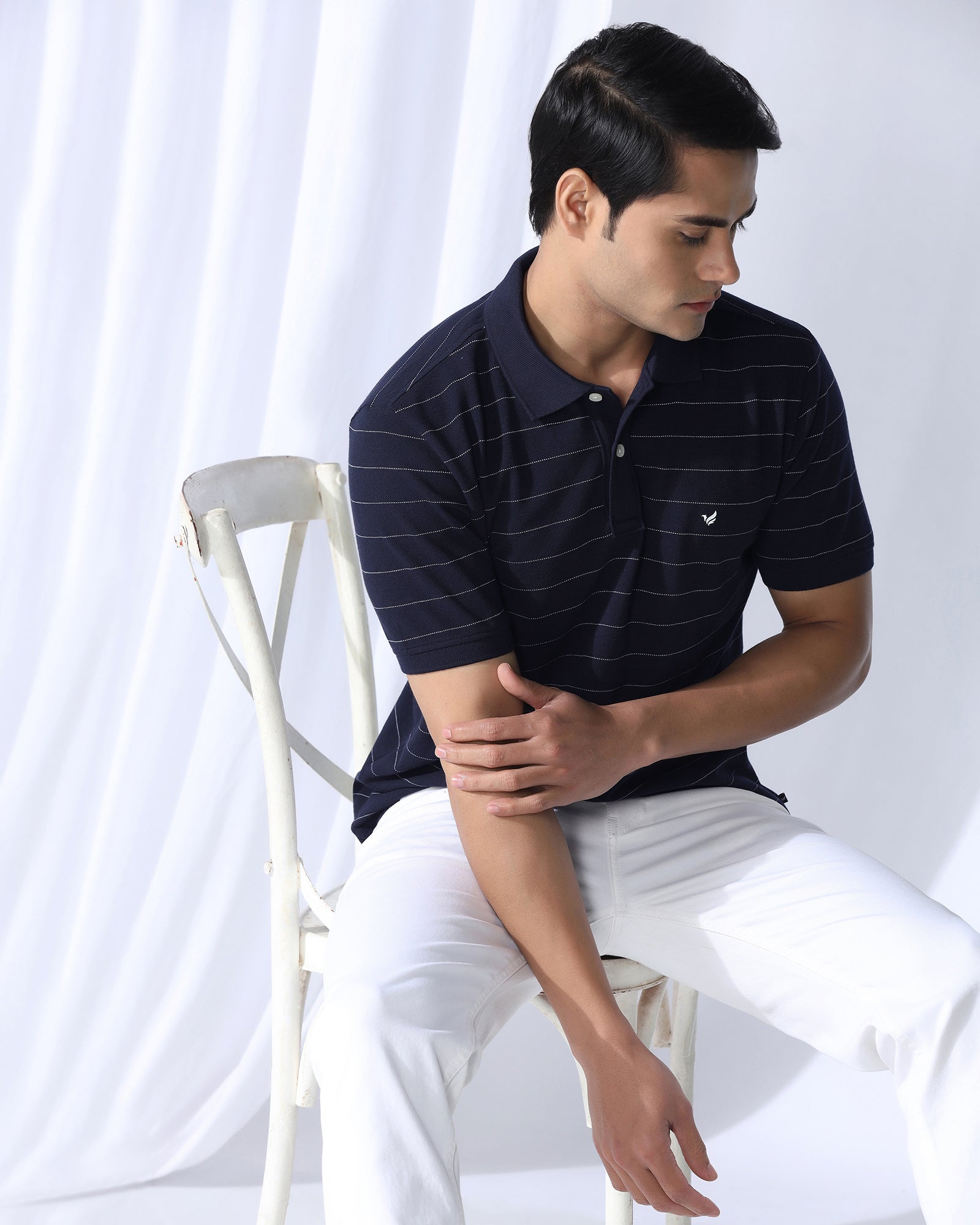 Polo Deep Navy Stripe T-Shirt - Willow