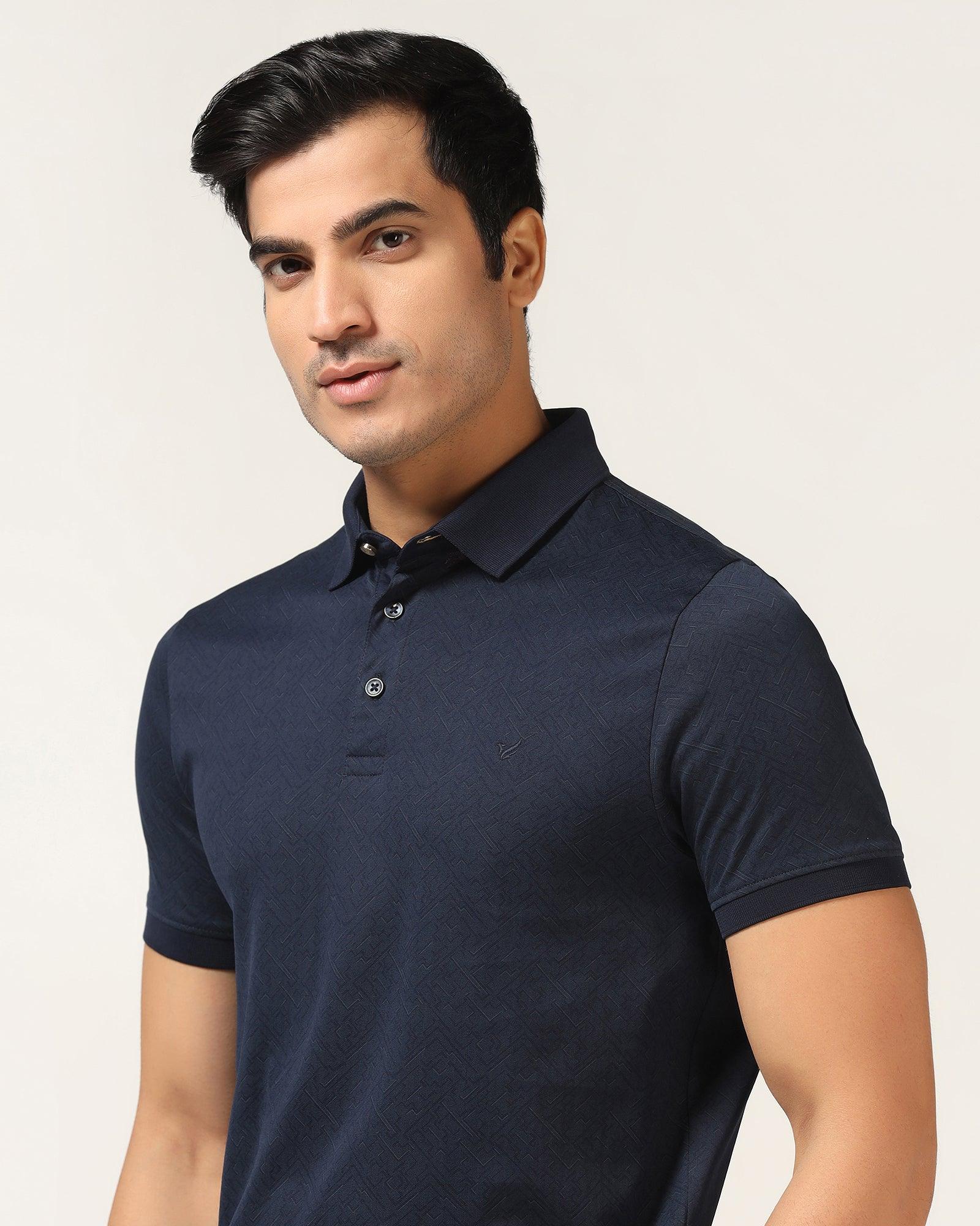 Polo Dress Blue Printed T-Shirt - Bradely - Blackberrys