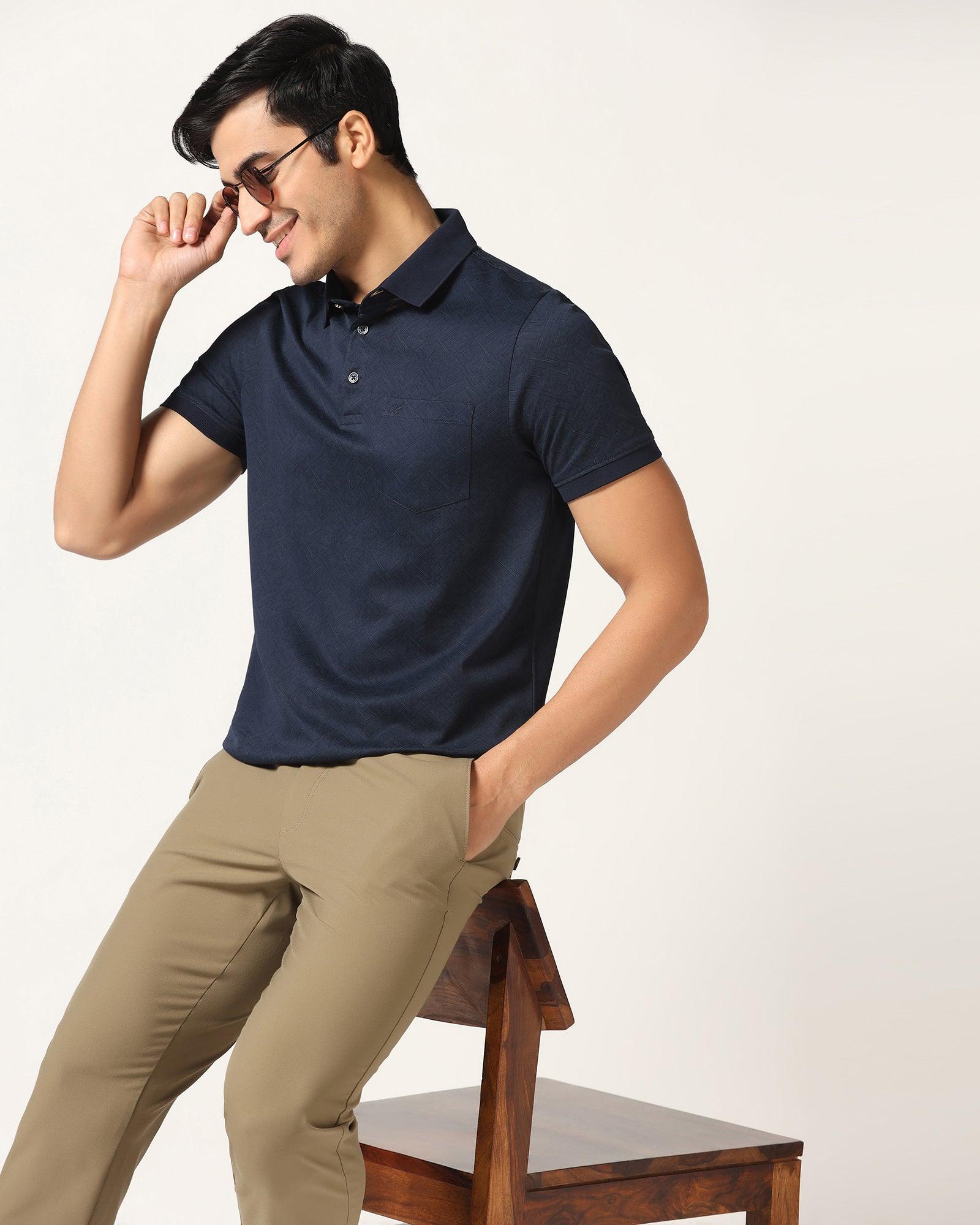 Polo Dress Blue Printed T-Shirt - Bradely - Blackberrys
