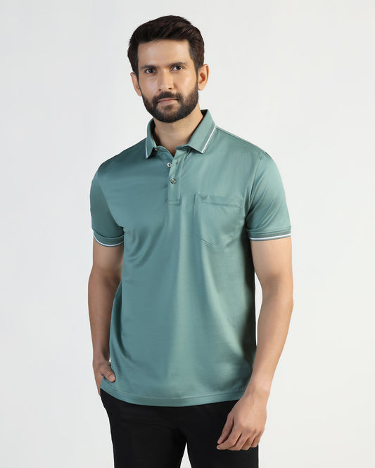 Polo Green Solid T-Shirt - Orion