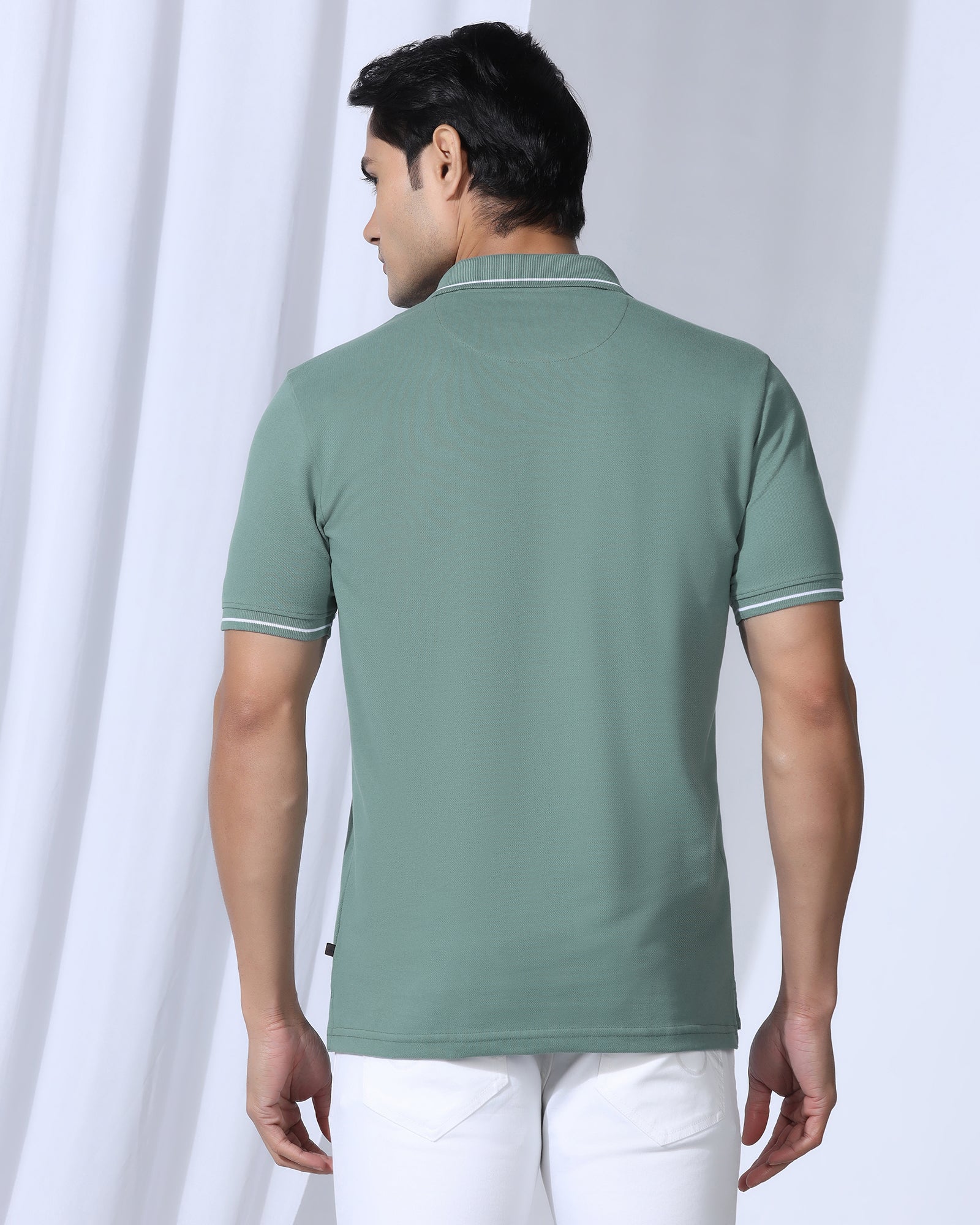 Polo Green Solid T-Shirt - Elara