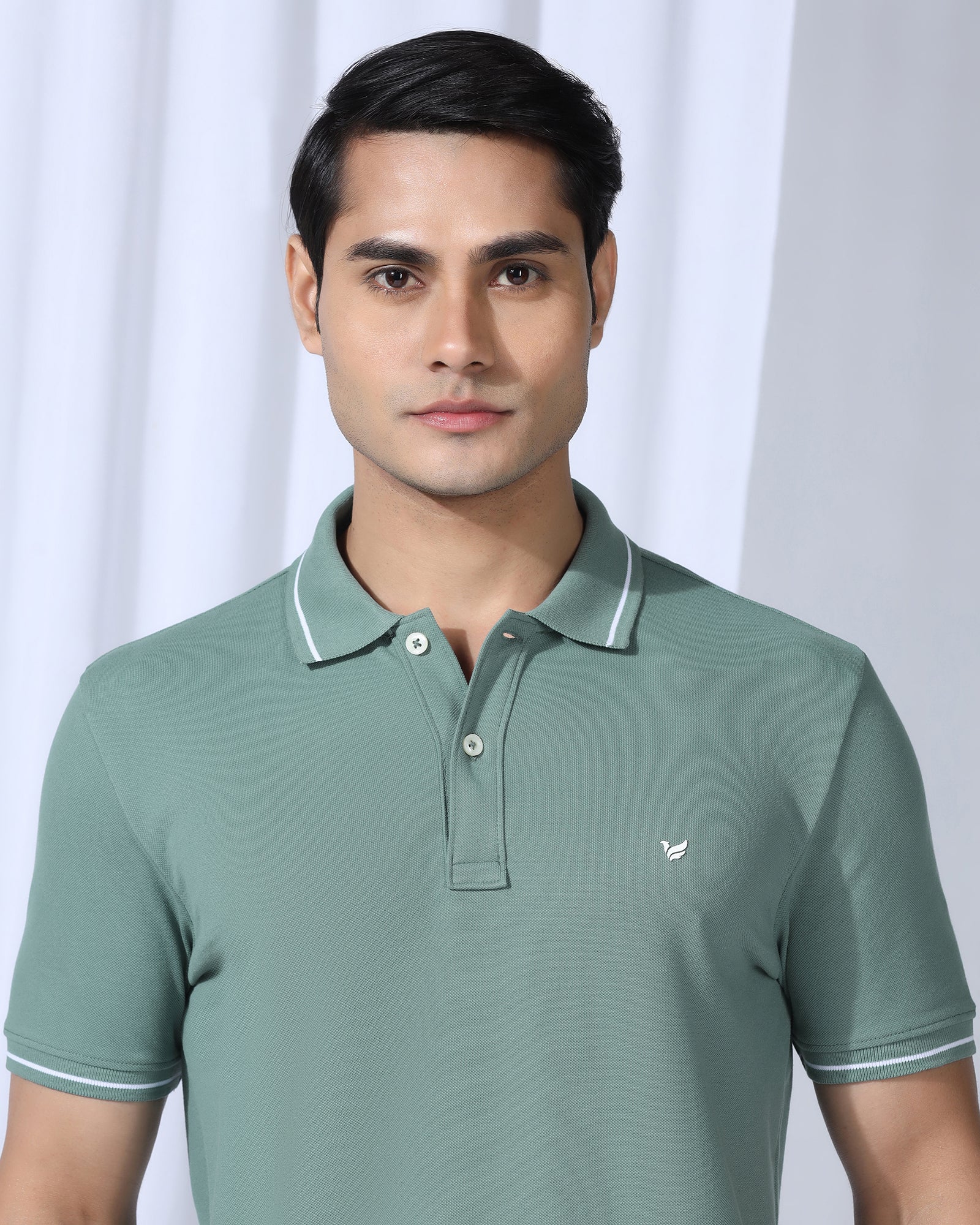 Polo Green Solid T-Shirt - Elara