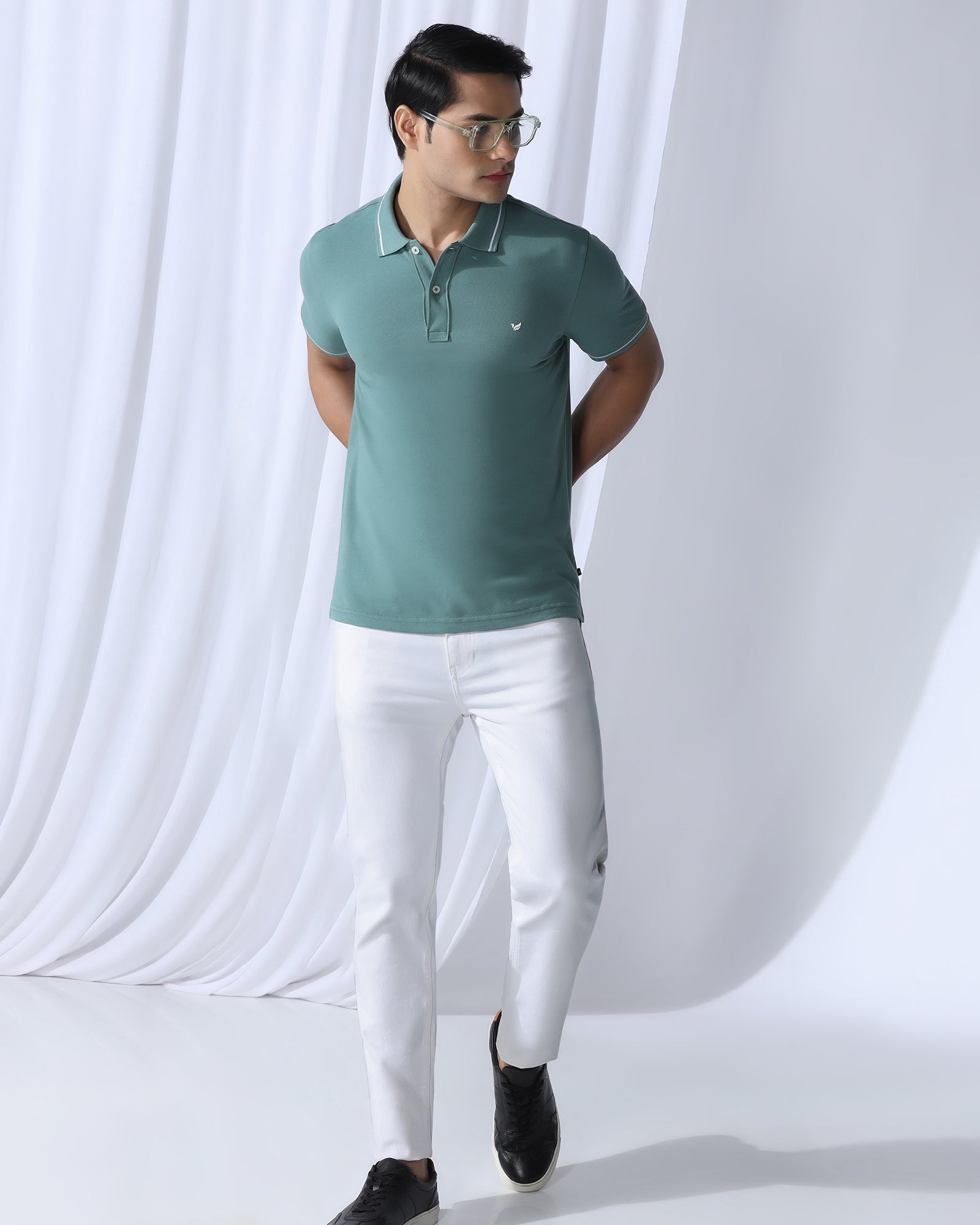 Polo Green Solid T-Shirt - Elara