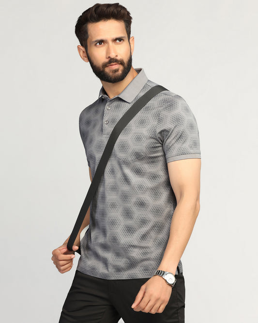 Polo Grey Printed T-Shirt - Hex