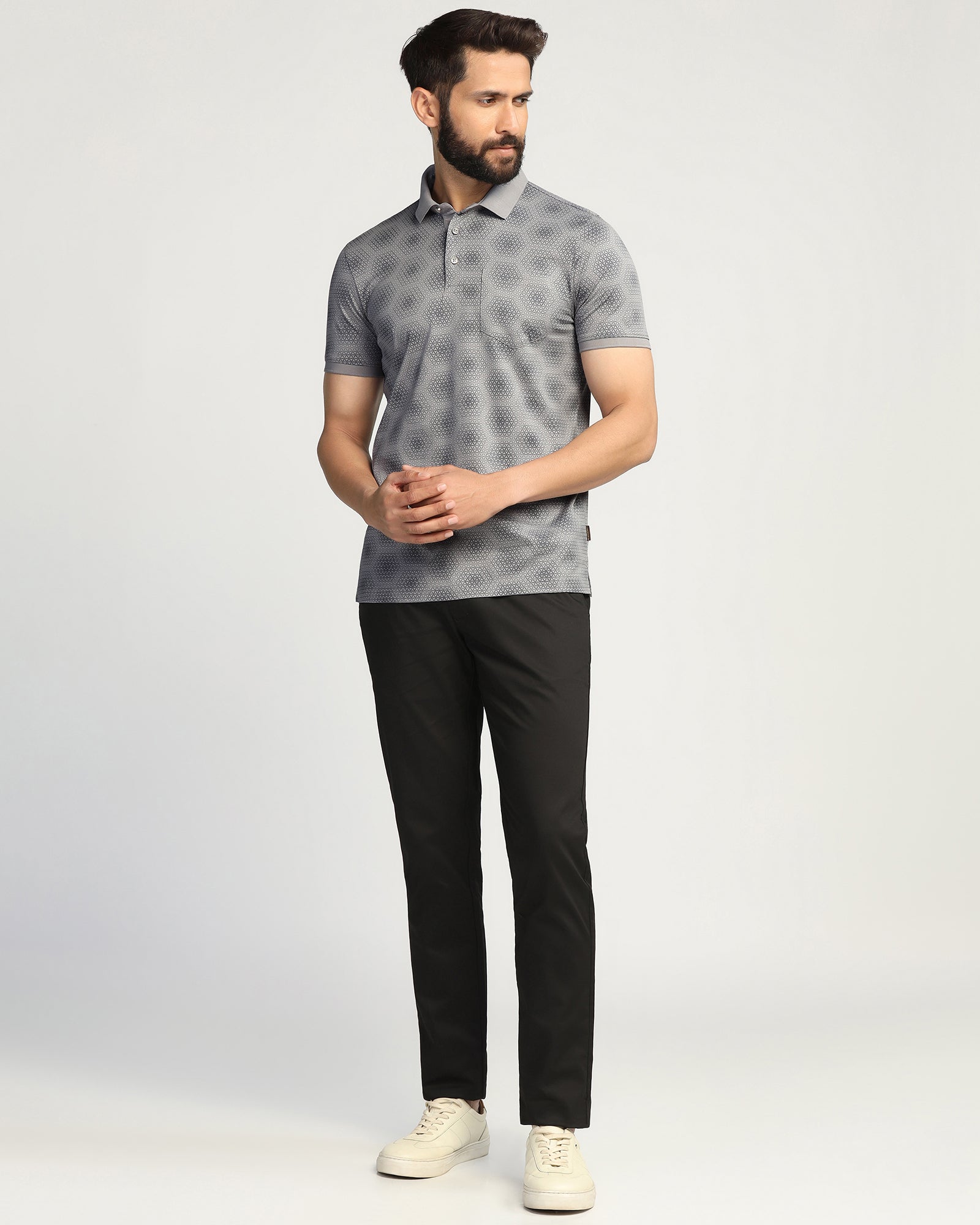 Polo Grey Printed T-Shirt - Hex
