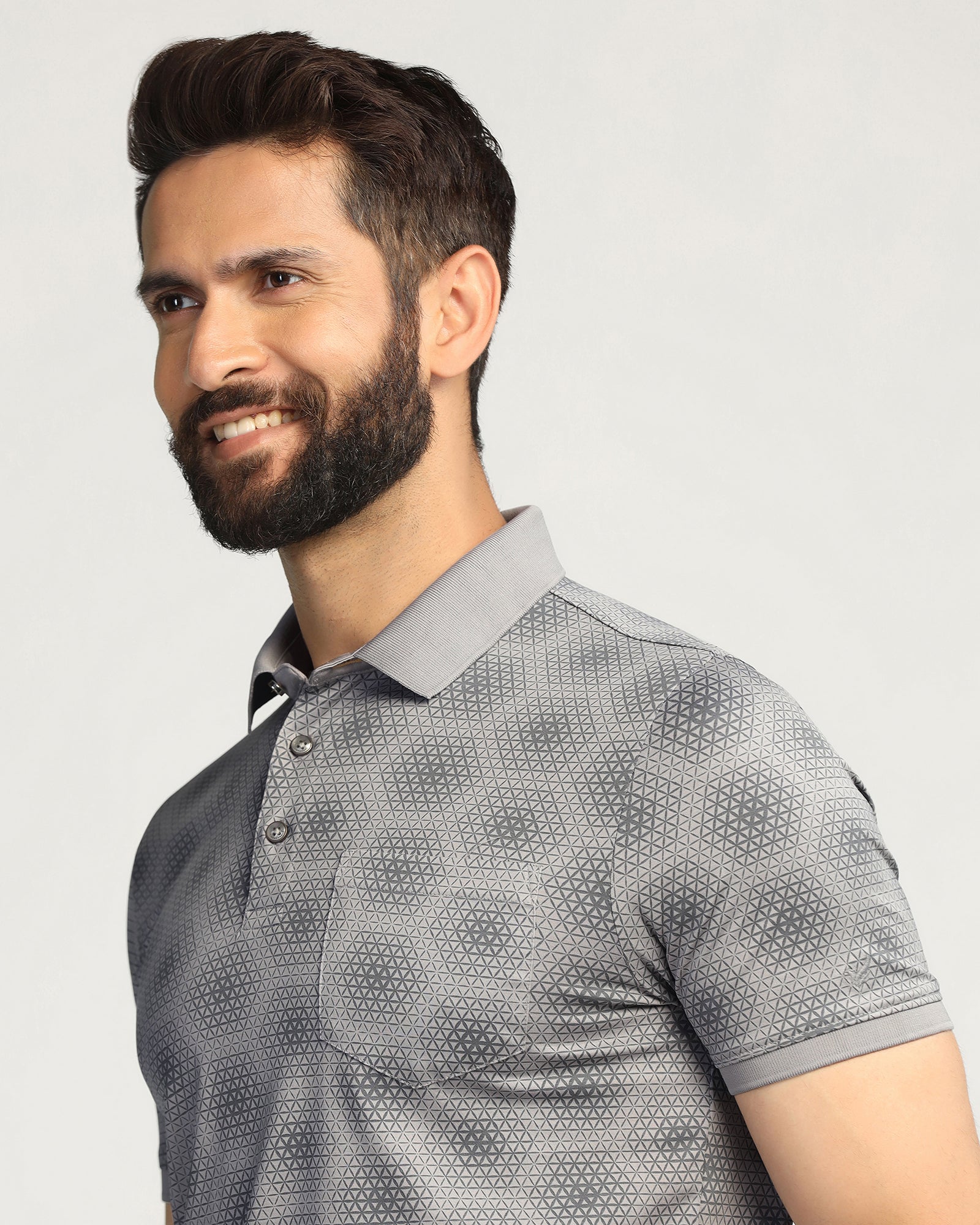 Polo Grey Printed T-Shirt - Hex