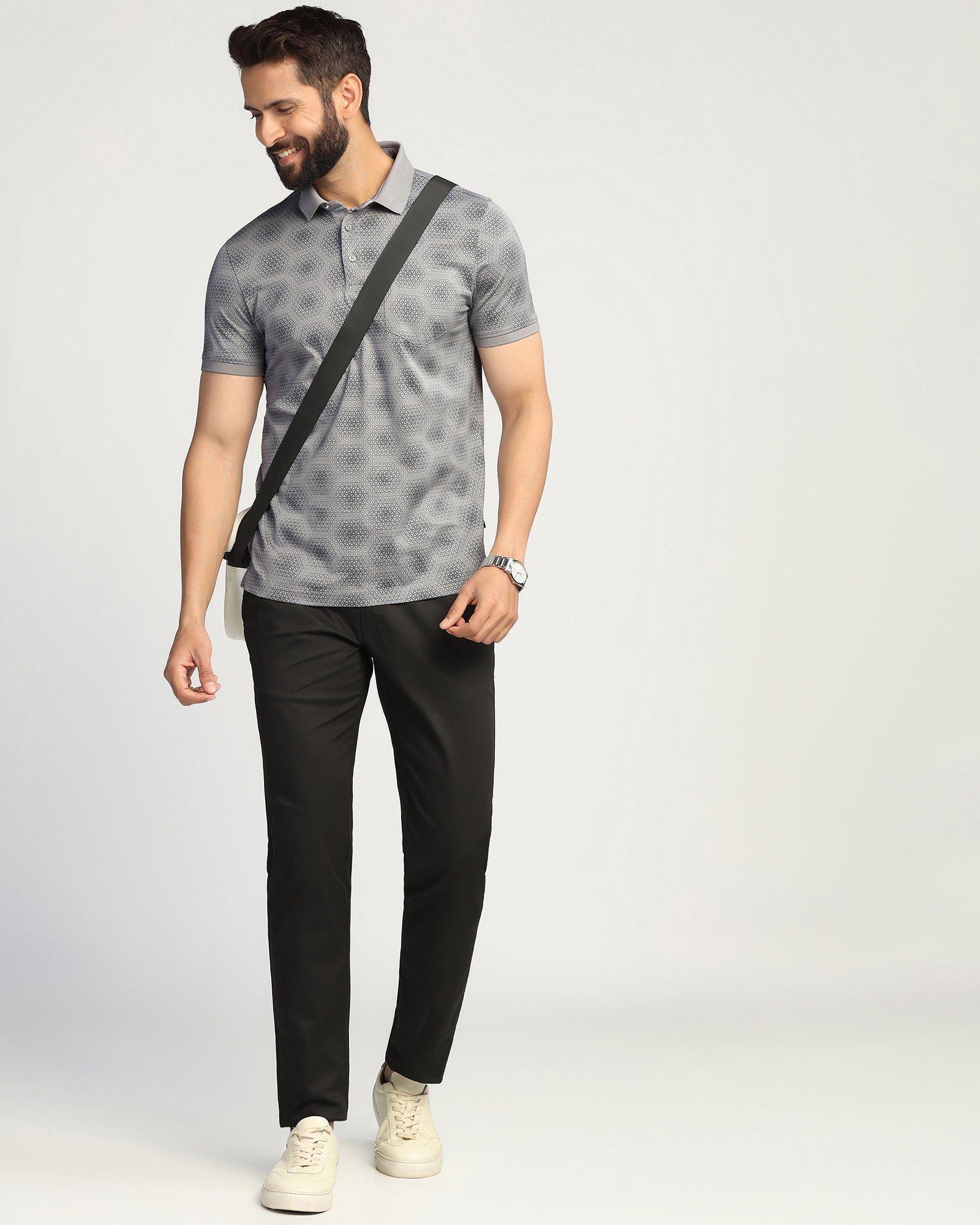 Polo Grey Printed T-Shirt - Hex