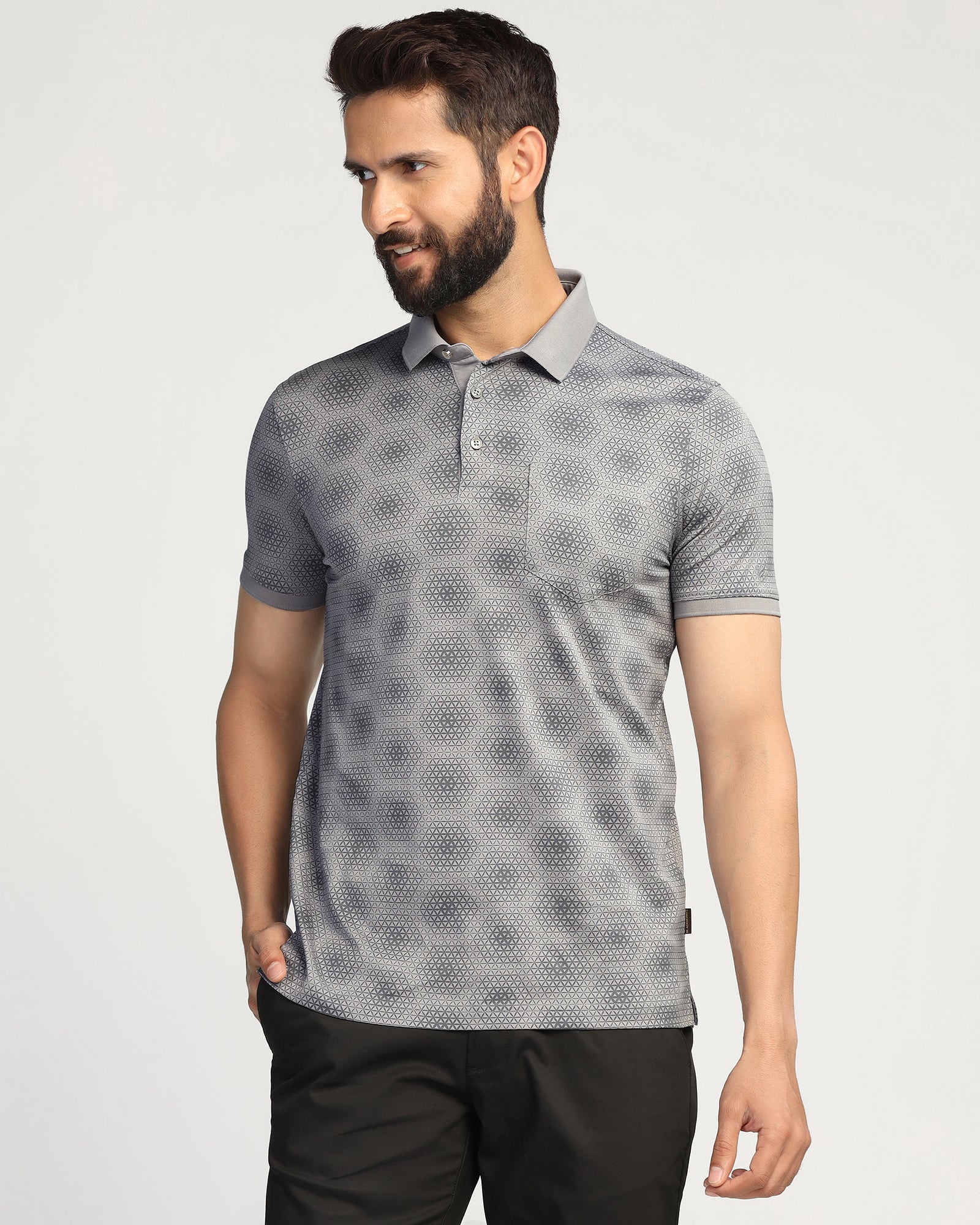 Polo Grey Printed T-Shirt - Hex