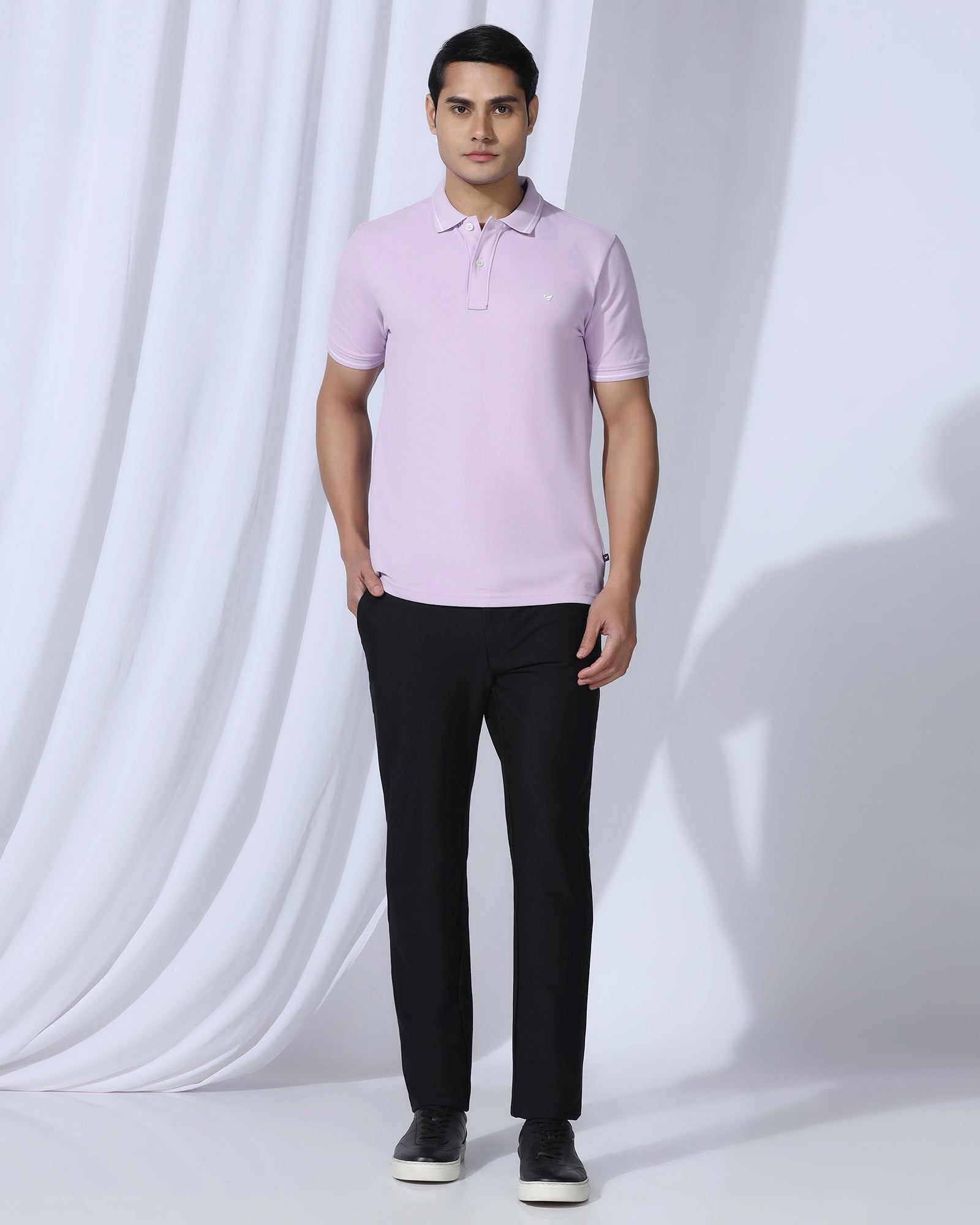 Polo Lavender Solid T-Shirt - Elara