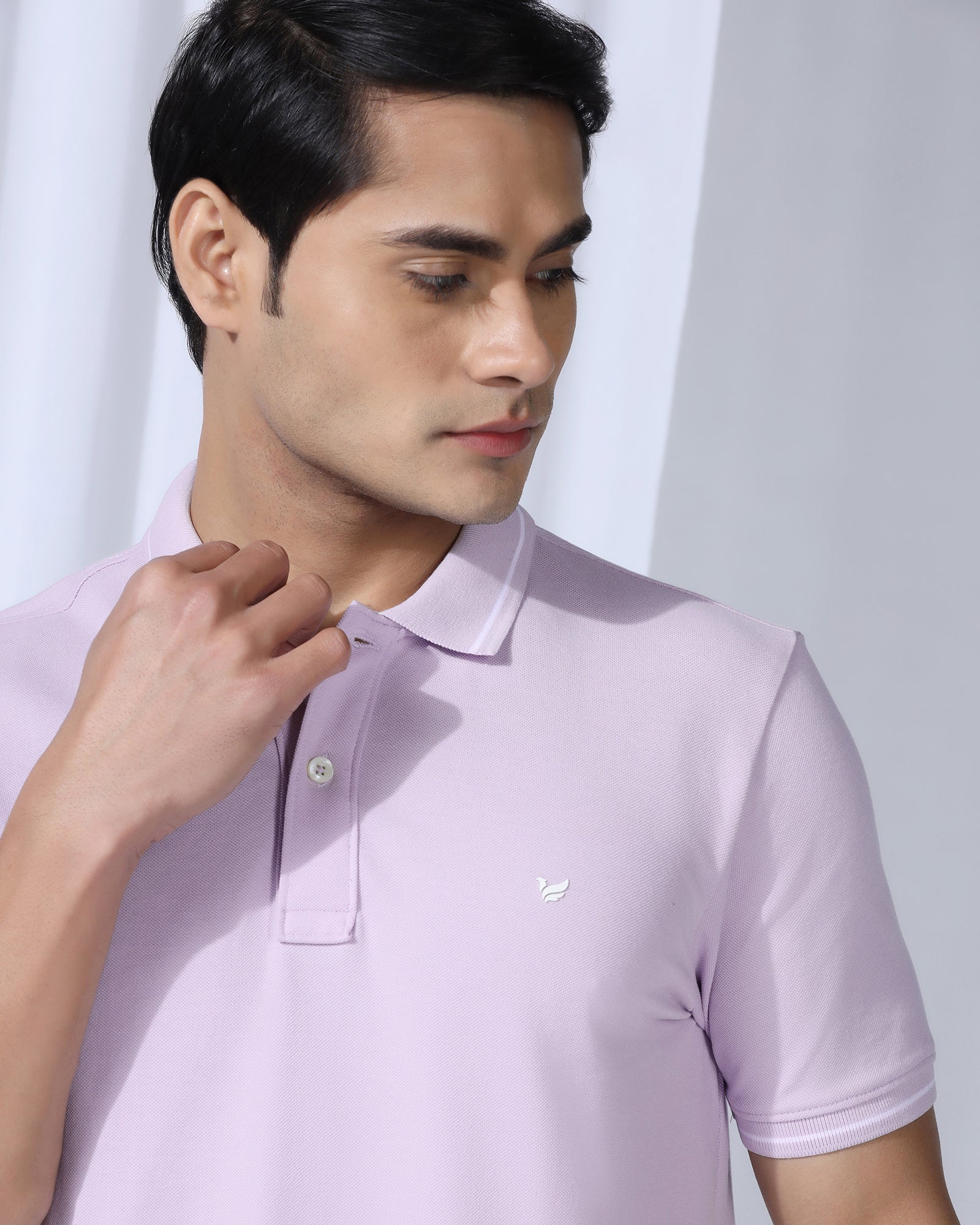 Polo Lavender Solid T-Shirt - Elara