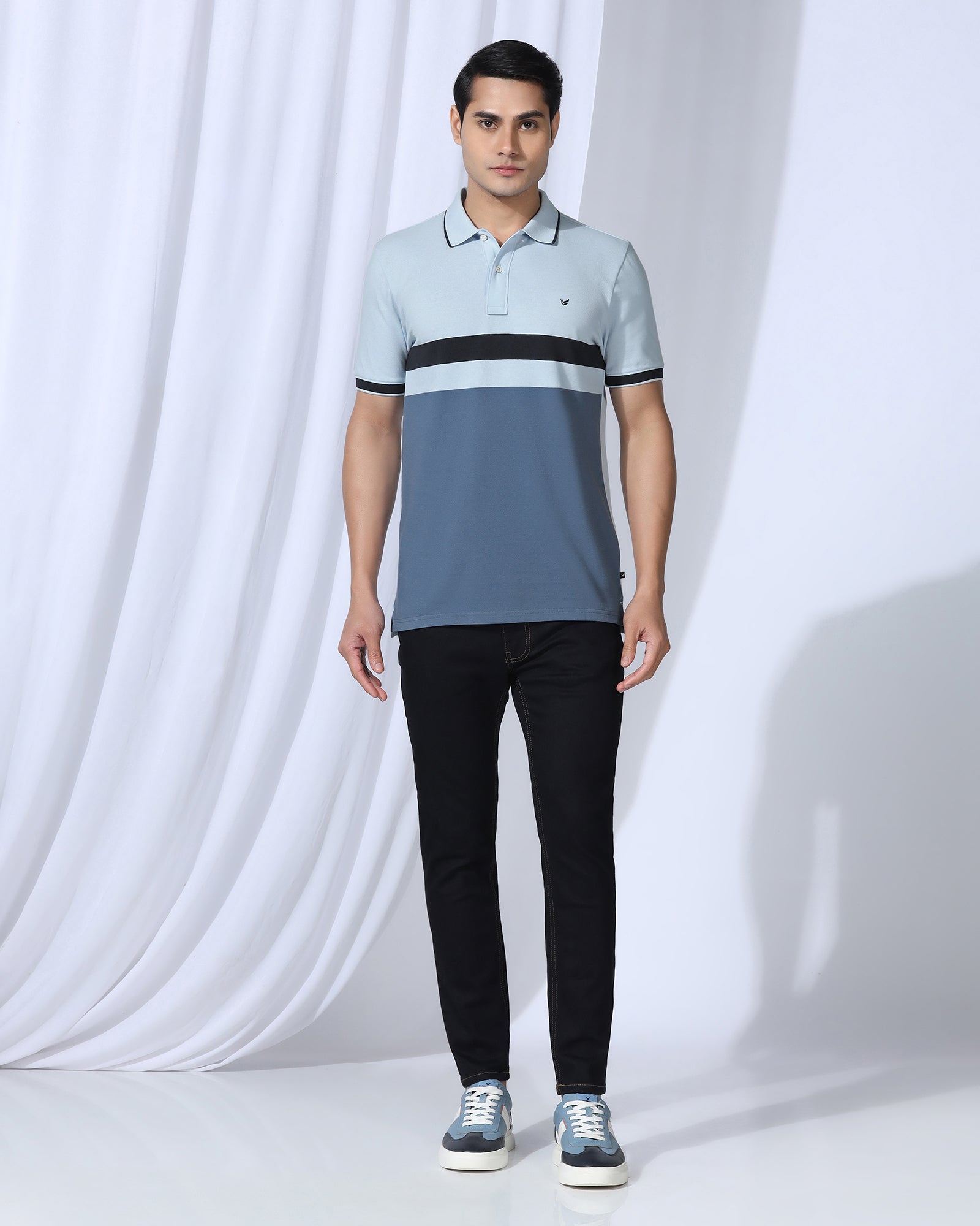 Polo Light Blue Stripe T-Shirt - Oriono