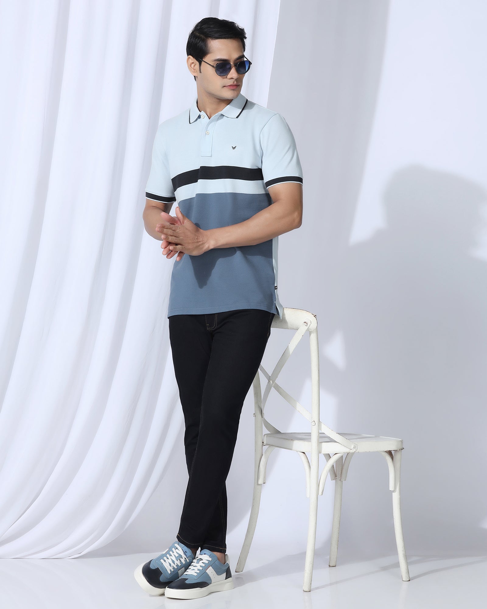 Polo Light Blue Stripe T-Shirt - Oriono