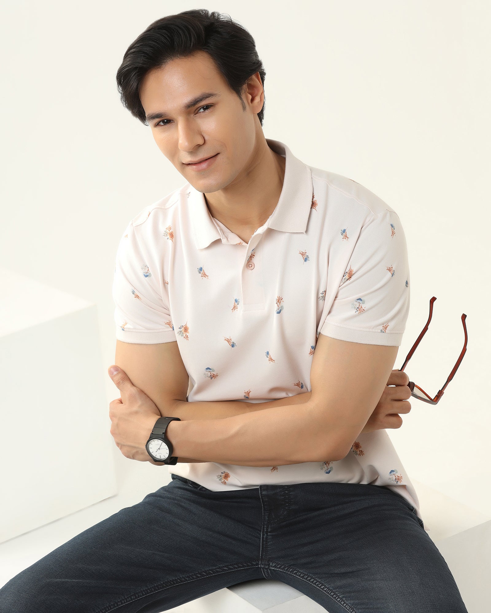 Polo Light Pink Printed T-Shirt - Depp